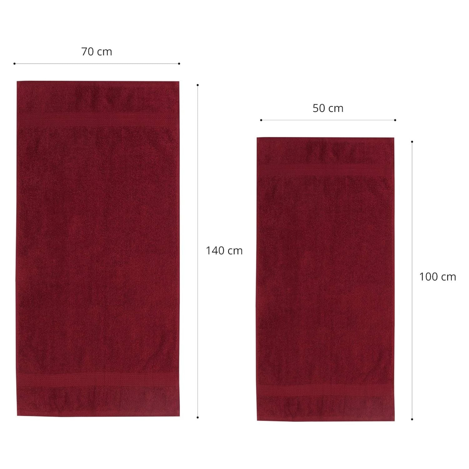 Premium Handtuch-Set - 2 Handtücher (50 x 100 cm) + 2 Badetücher (70 x 140 cm) - Kirsch