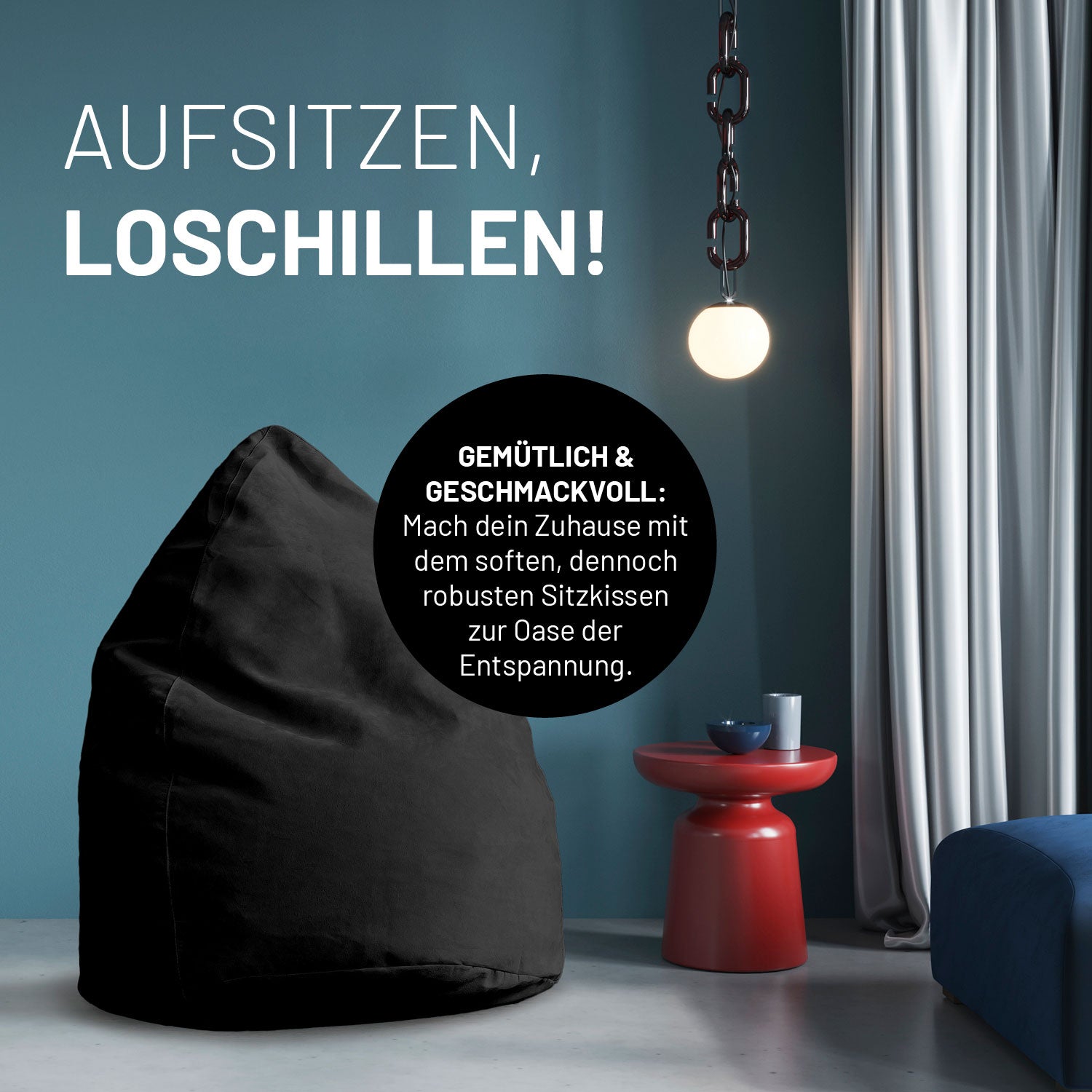 Luxury XL Sitzsack (120 L) - indoor - Schwarz