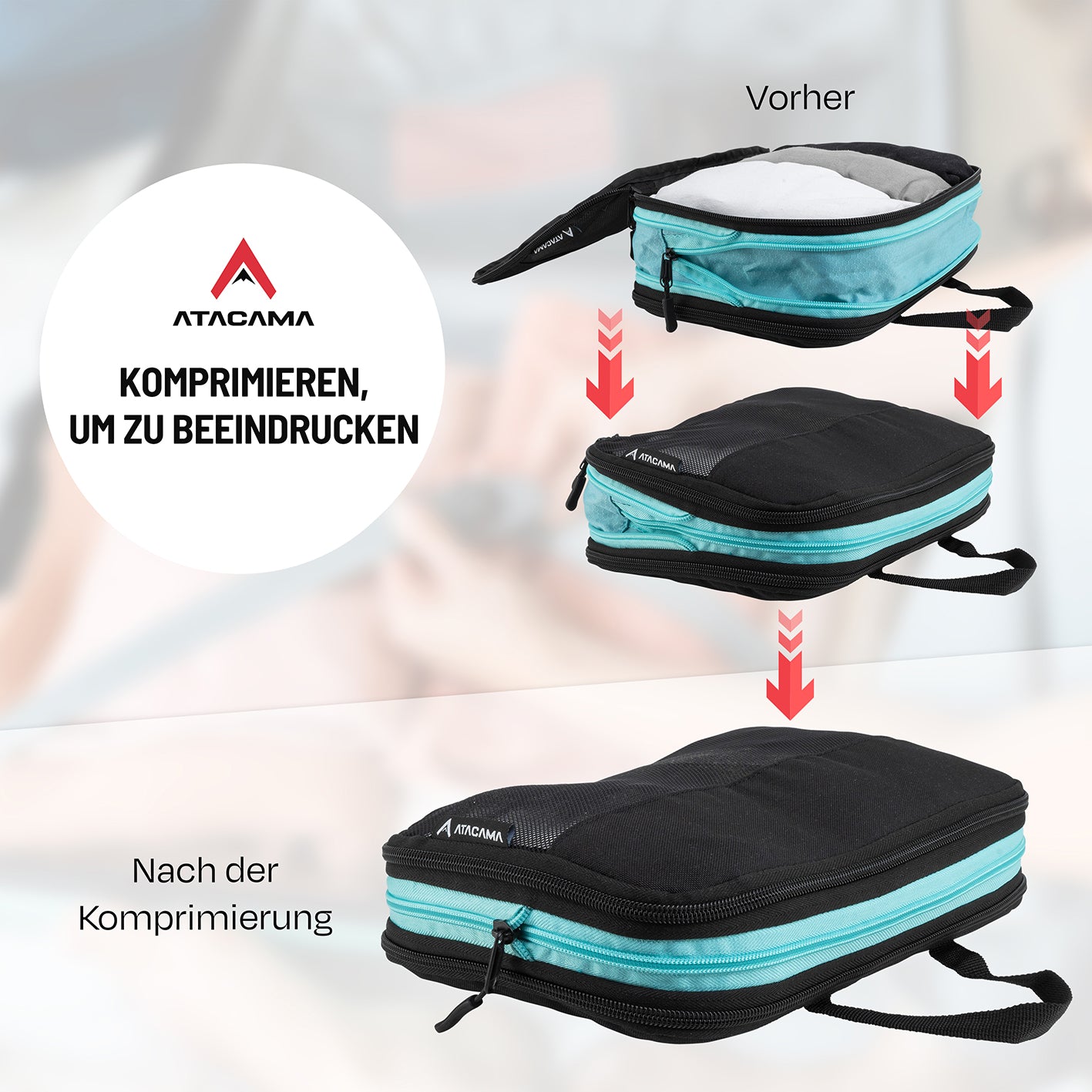 Packtaschen mit Kompression - 8er-Set - Schwarz