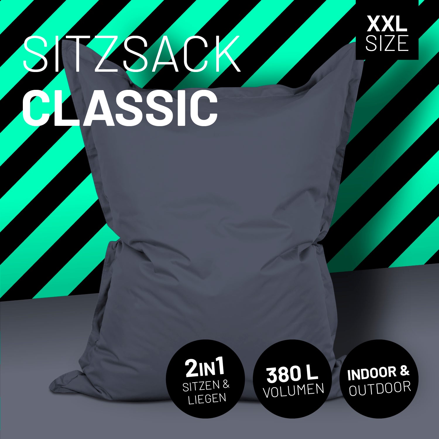 Sitzsack Classic XXL (380 L) - indoor & outdoor - Stahlgrau