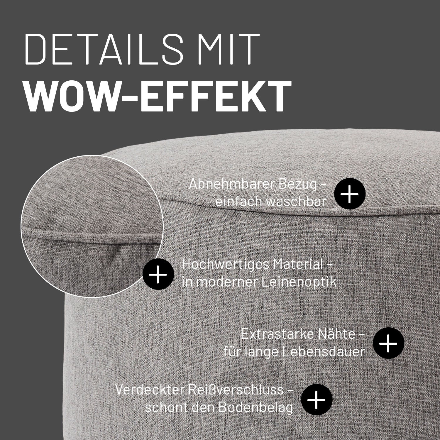 Comfort Line Sitzsack-Hocker/Pouf (50 L) - indoor - Hellgrau