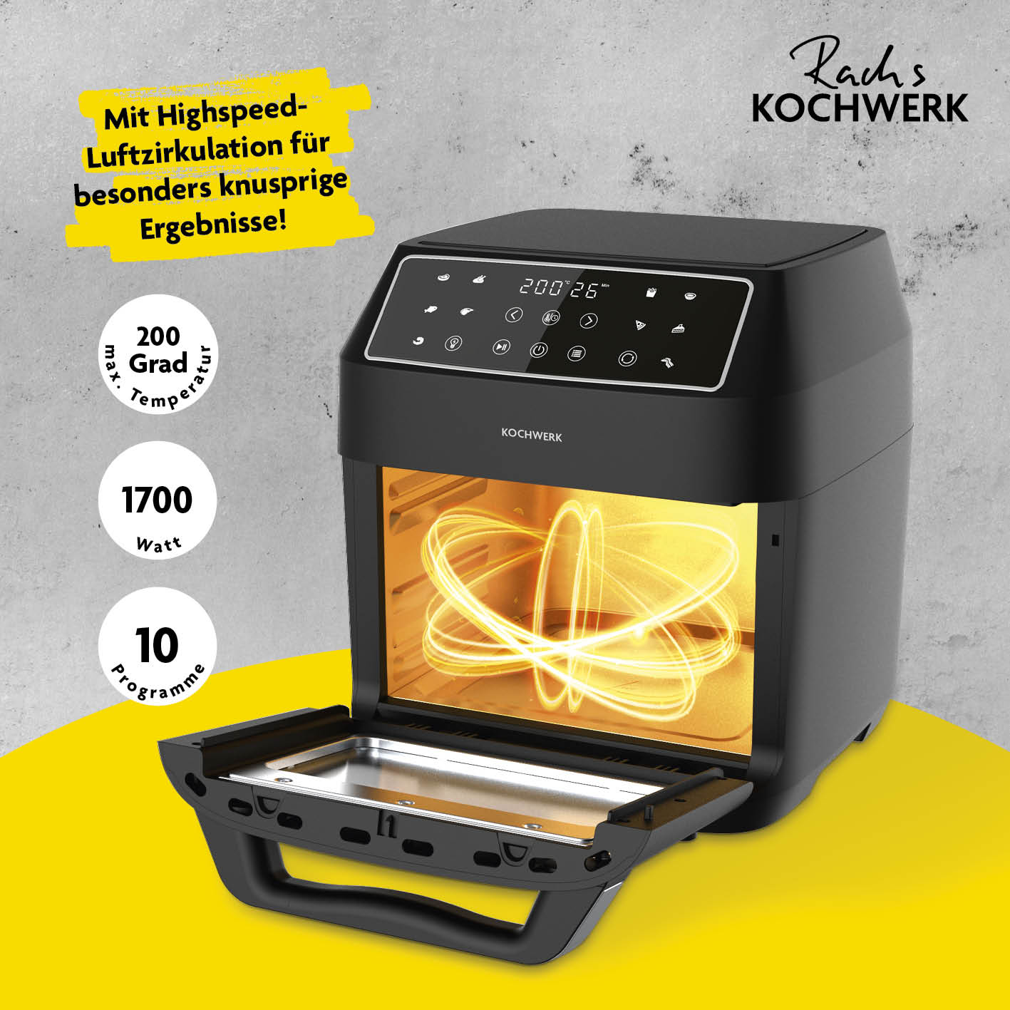 Heißluft-Ofen Digital 12l 1700W