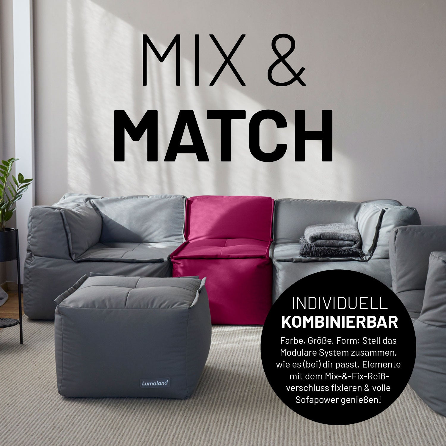 Sitzsack-Hocker (200 L) - Modulares System - indoor & outdoor - Rotwein