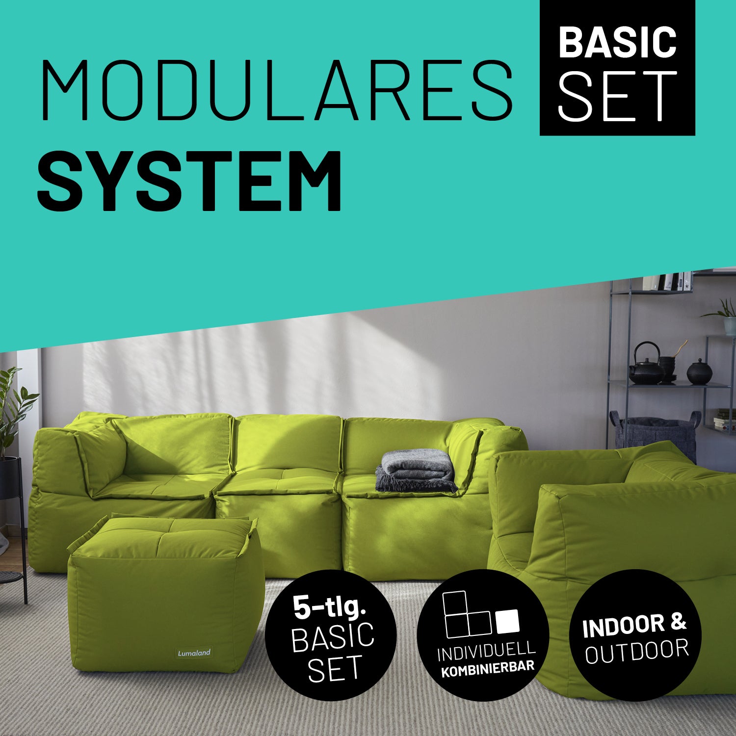 Basic Set (5-tlg.) - Modulares System - In- & outdoor - Apfelgrün