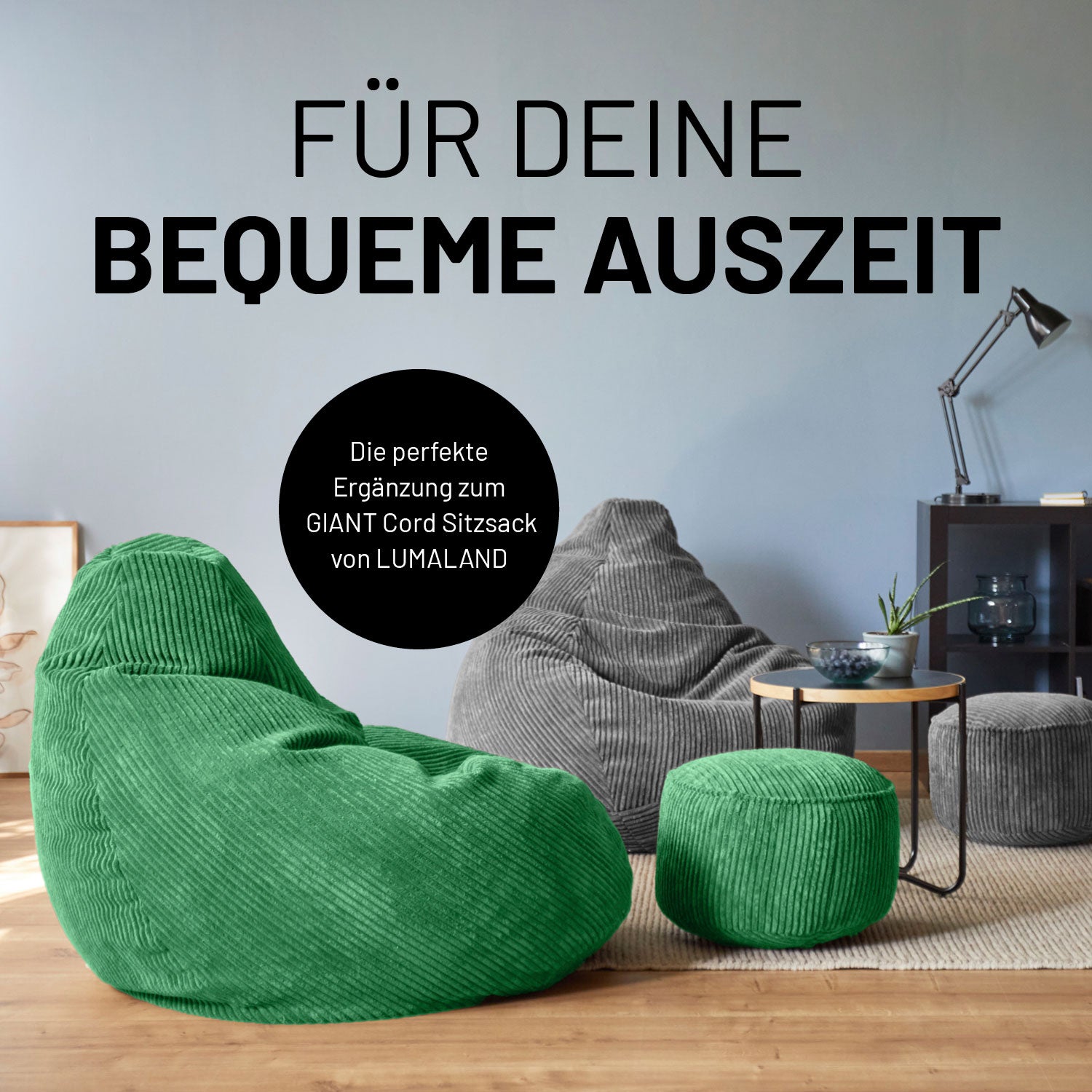 Sitzsack Pouf aus der Cord-Reihe - Dunkelgrün