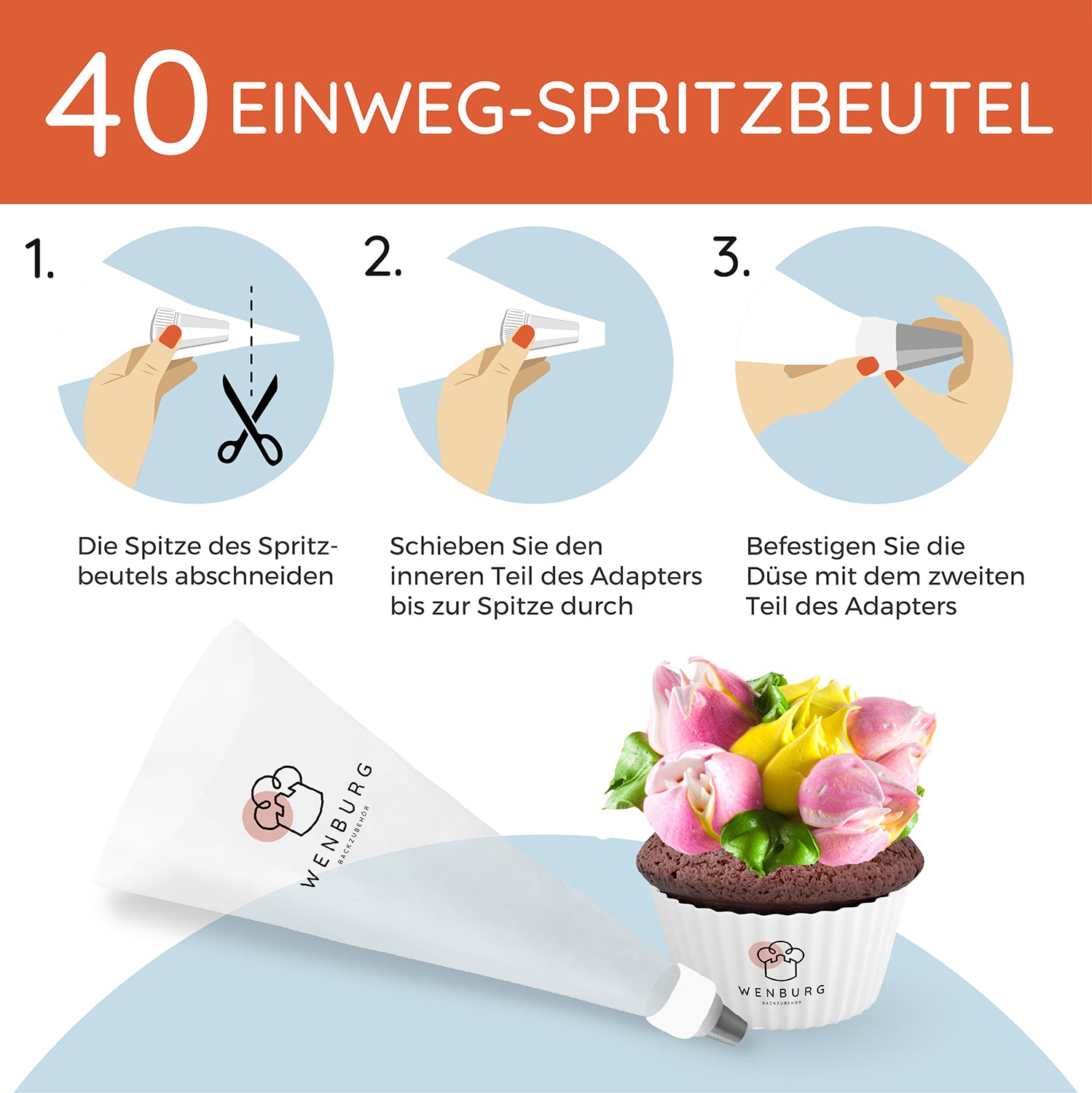 Spritzbeutel-Set mit Tüllen - 100-tlg.