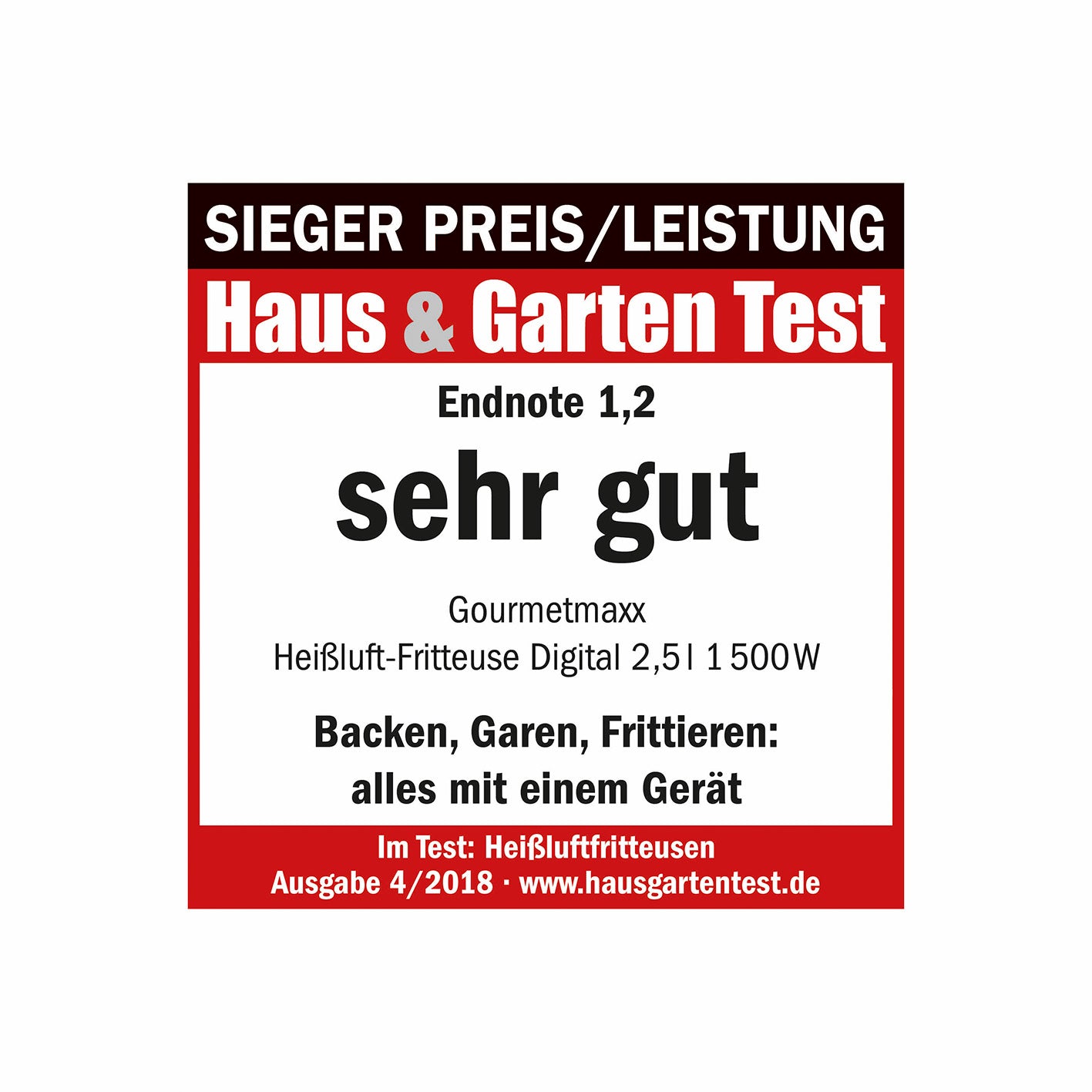 Heißluft-Fritteuse Digital 2,5l 1500W - Schwarz/Beere