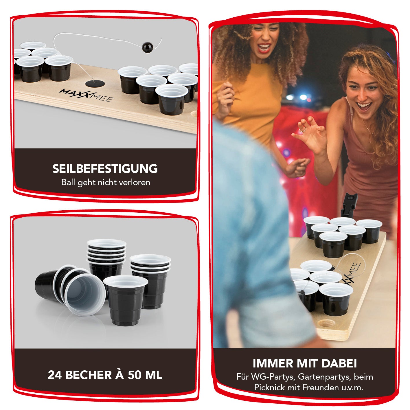 Tischspiel Beer Pong mini - 50x16x9cm