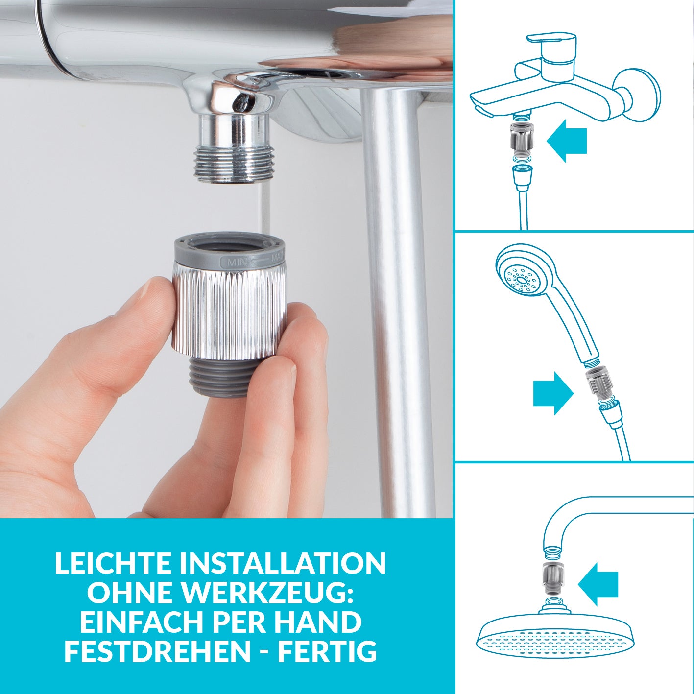 Einstellbarer Wassersparer für die Dusche - chromfarben - 2er-Set