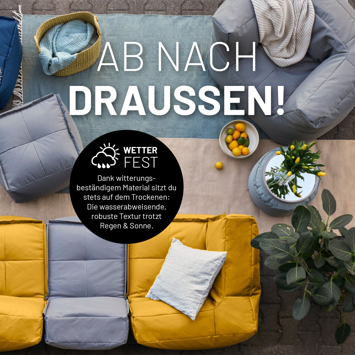 Sitzsack-Sofa Sessel (400 L) - Modulares System - indoor & outdoor - Senfgelb