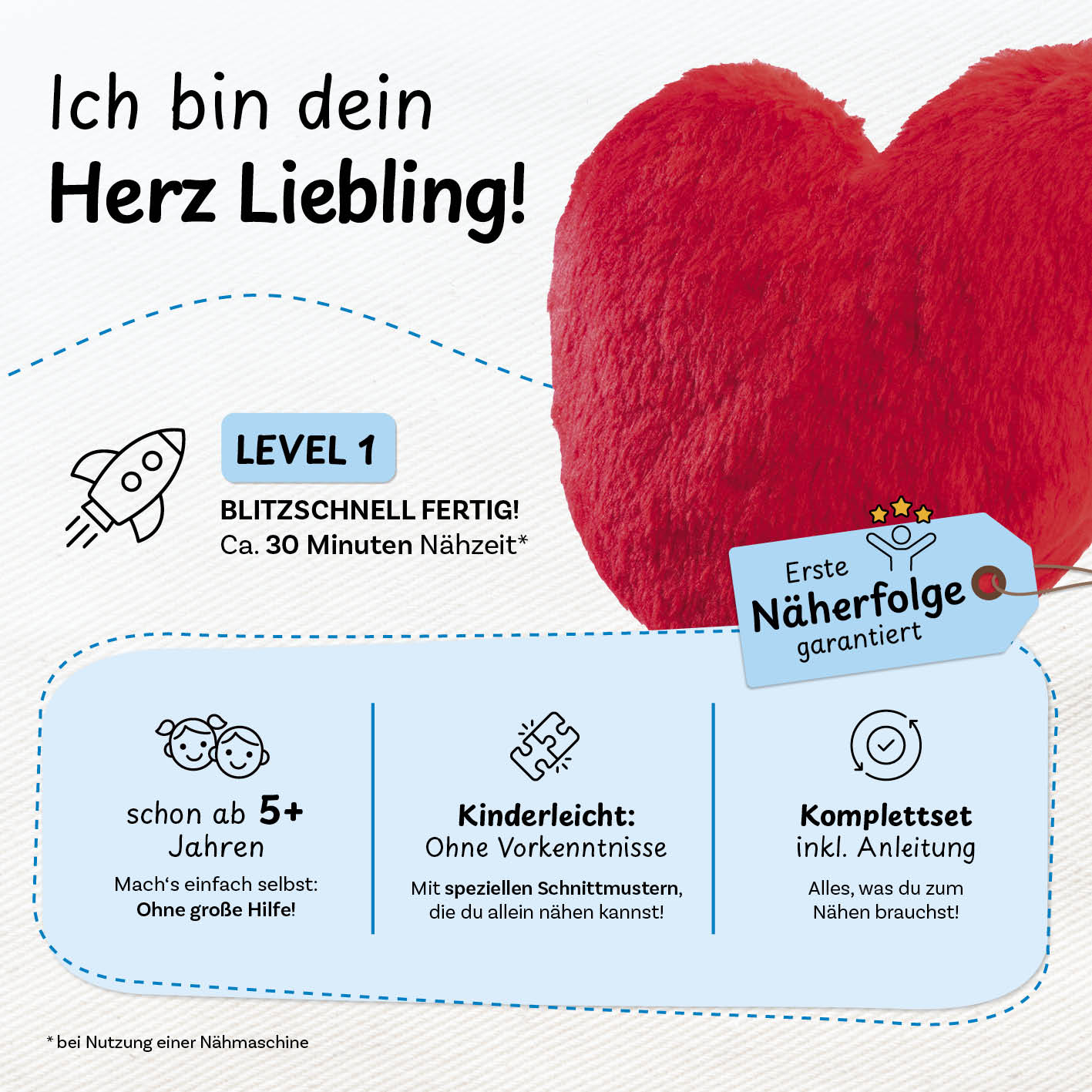 Näh-Baukastenset Motiv Herz Liebling