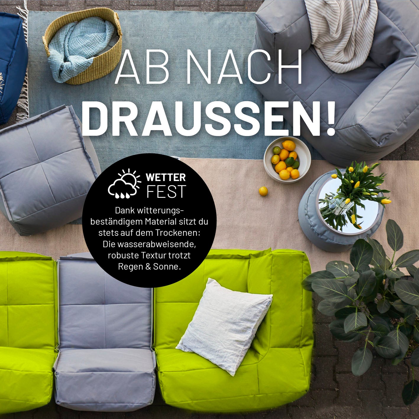 Sitzsack-Sofa Ecke (340 L) - Modulares System - indoor & outdoor - Apfelgrün