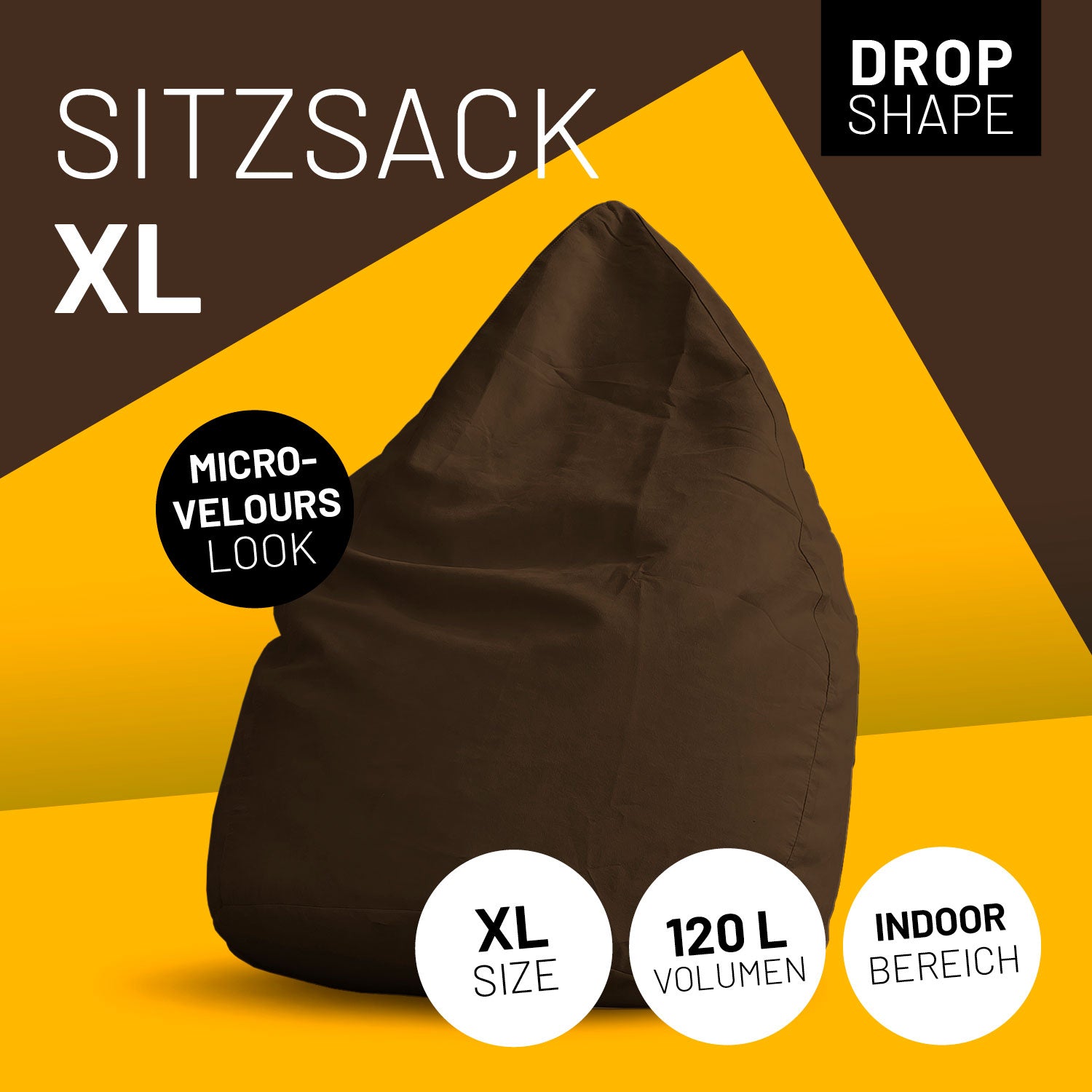 Luxury XL Sitzsack (120 L) - indoor - Braun