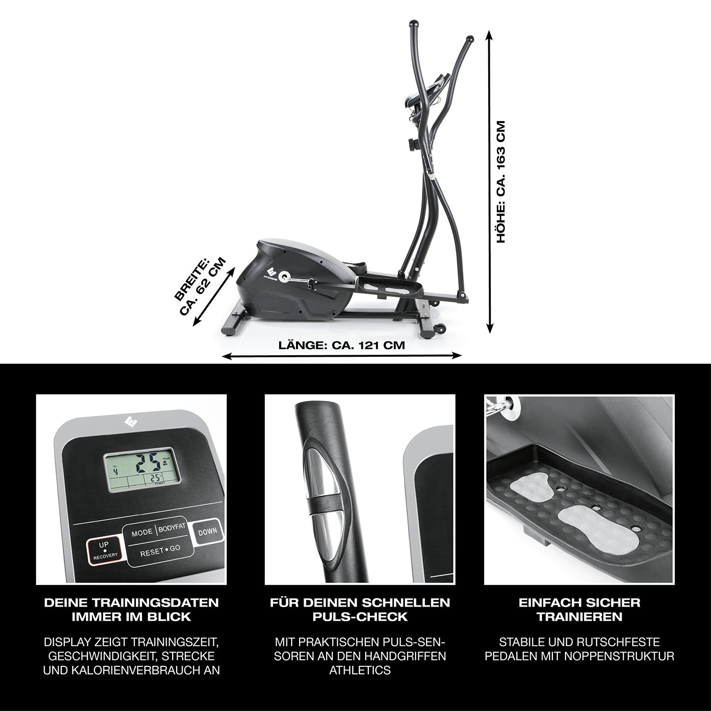 Crosstrainer - belastbar bis 150 kg - 10 Schwierigkeitsstufen