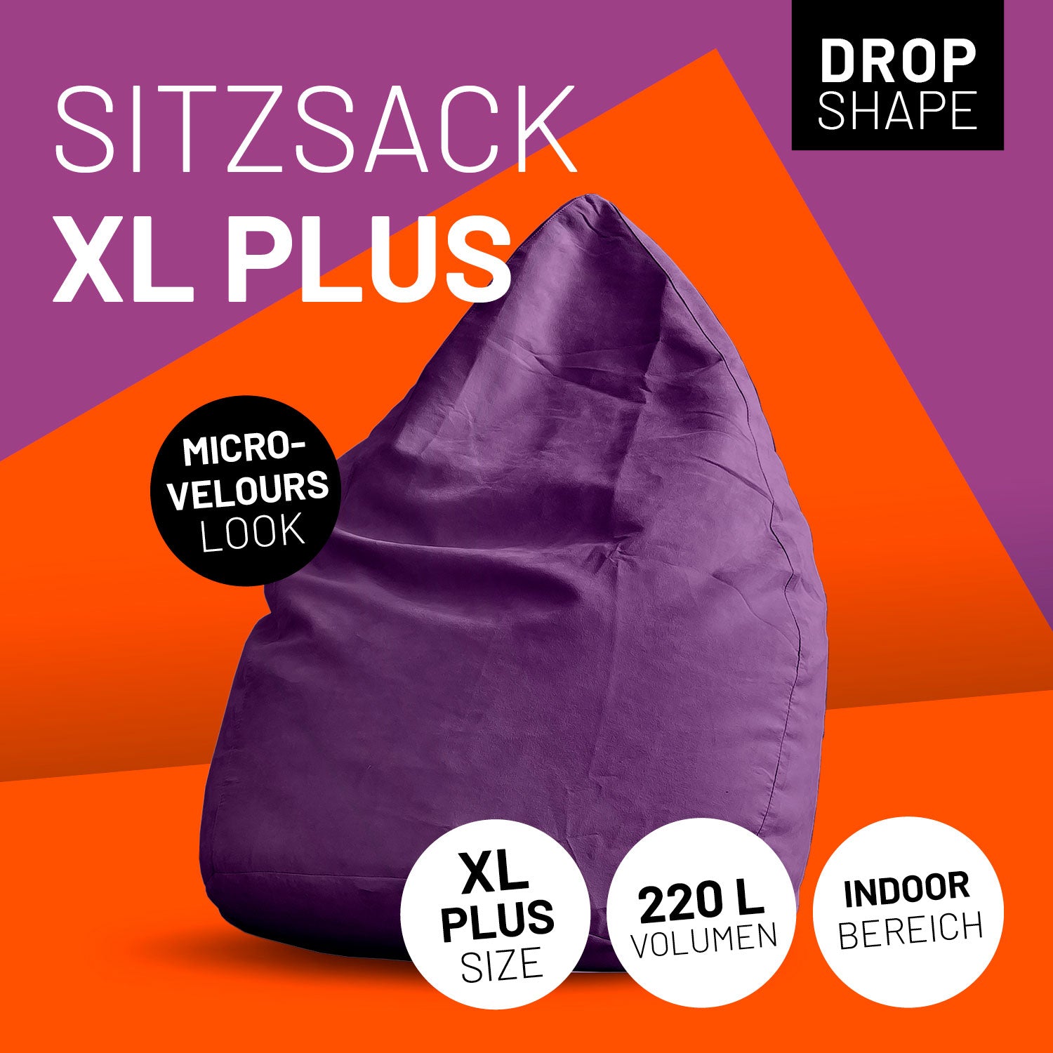 Luxury XL PLUS Sitzsack (220 L) - indoor - Lila