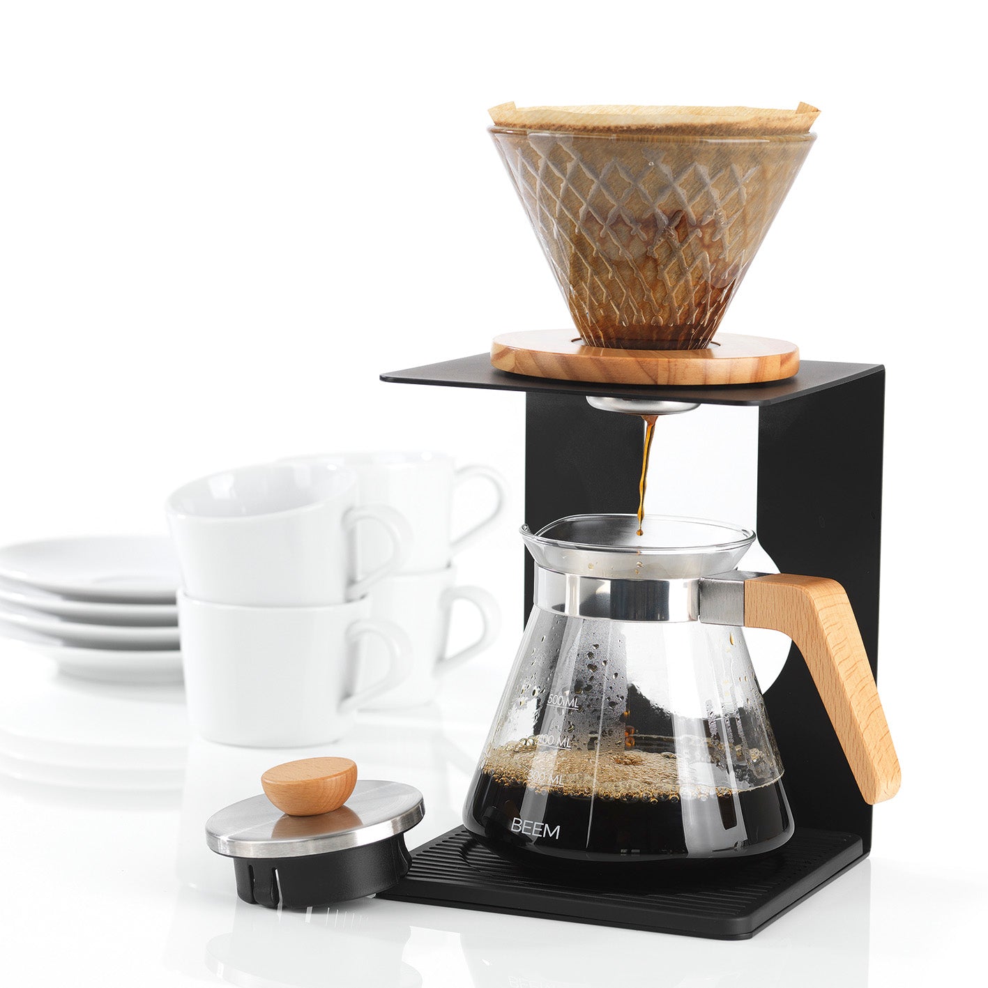 Kaffeebereiter Set Pour Over - 4-tlg. - 600 ml - schwarz/Edelstahl