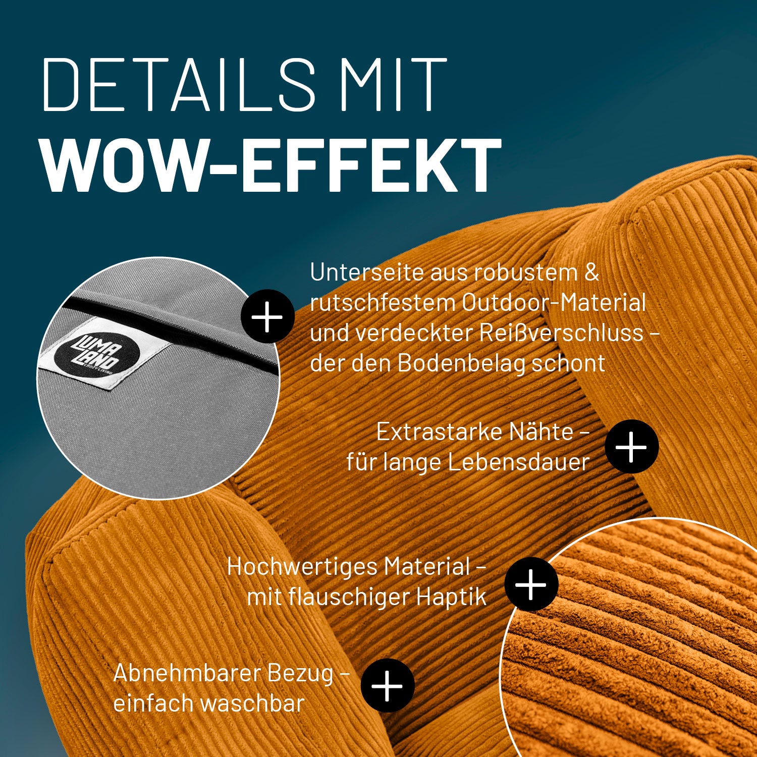 Modularer Sessel aus der Cord-Reihe - Senfgelb