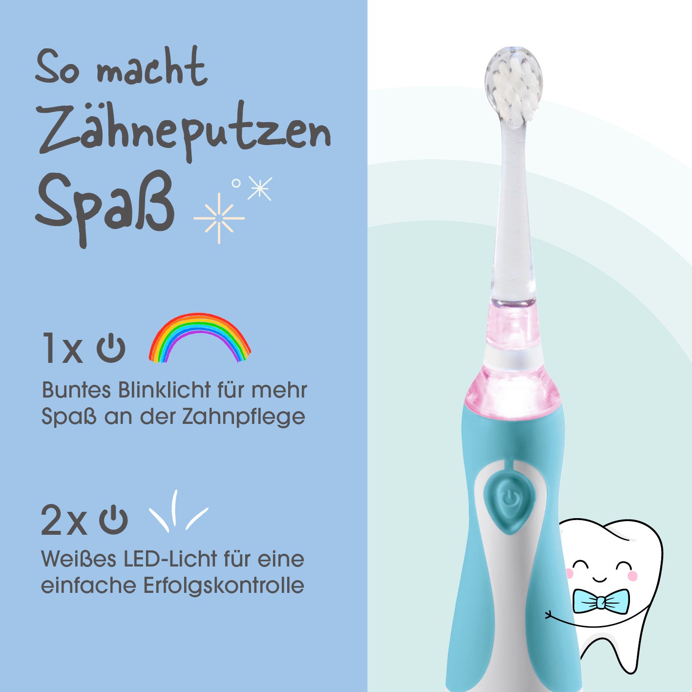 Elektrische Kinder-Zahnbürste mit Smart Timer - Ab 6 Monate* - Blau/Weiß
