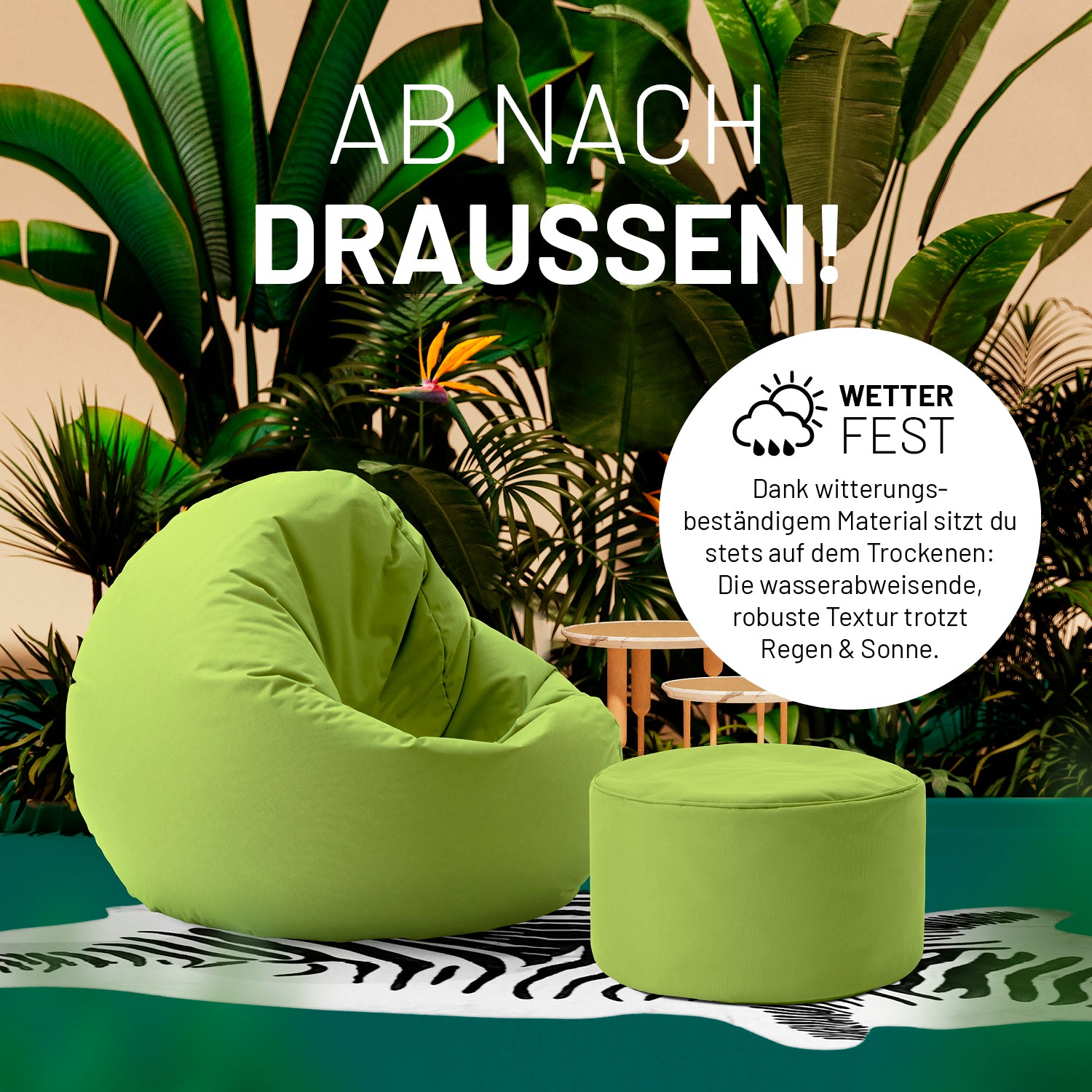 Sitzsack-Hocker/Pouf (50 L) - indoor & outdoor - Grün