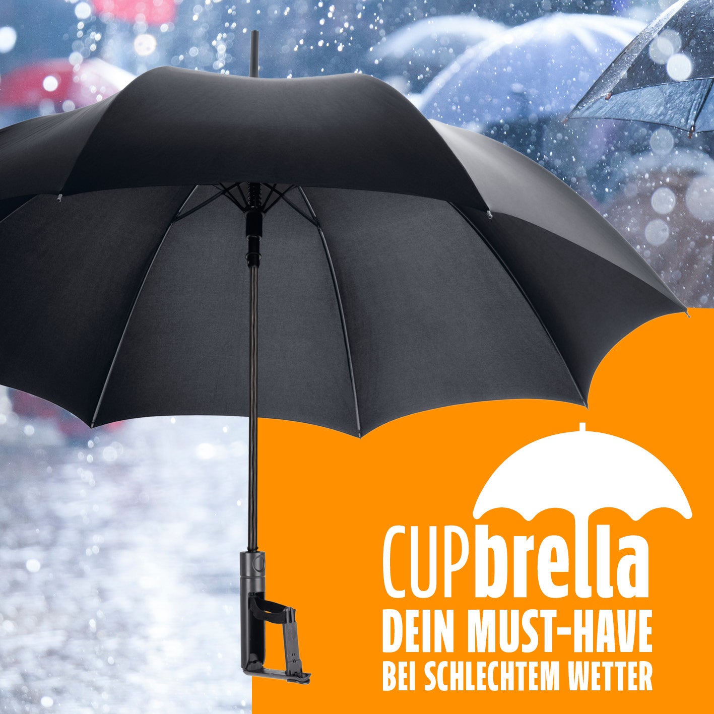 Regenschirm mit Getränkehalter