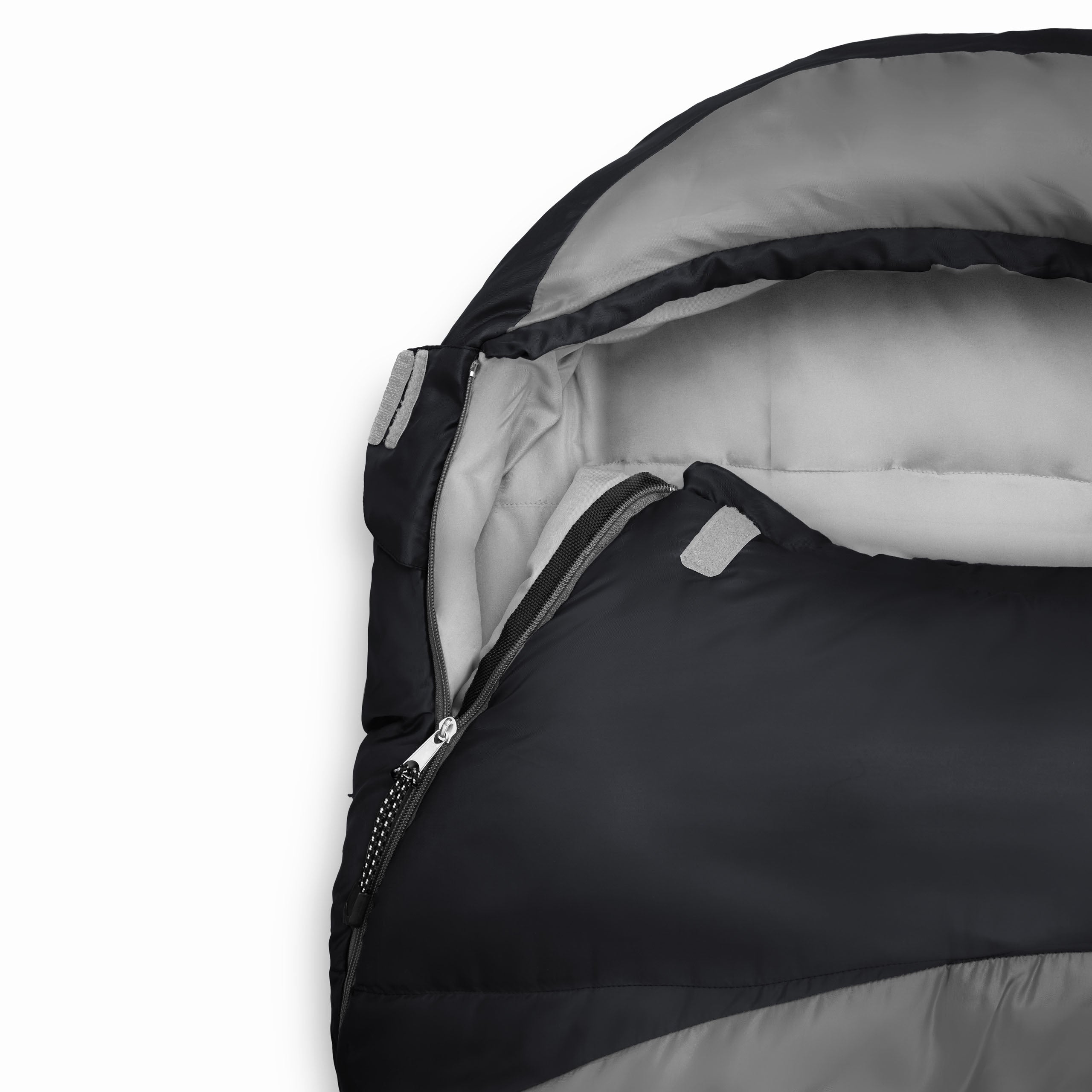 Camping Schlafsack Classic - Mumienschlafsack mit Tasche - 230 x 80 x 55 cm - Grau-Schwarz