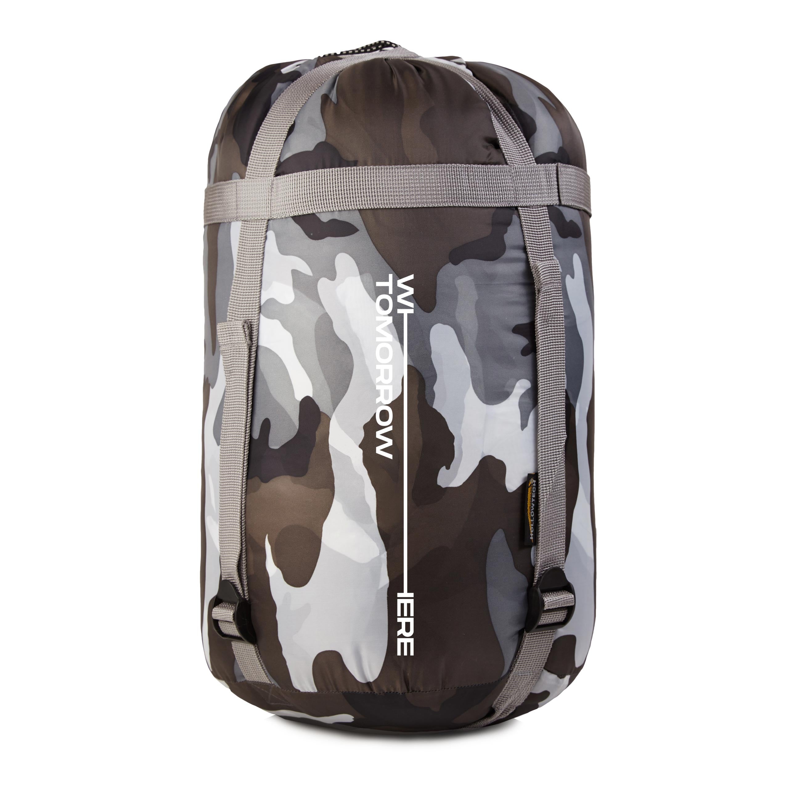Camping Schlafsack Classic - Mumienschlafsack mit Tasche - 230 x 80 x 55 cm - Camouflage Grau