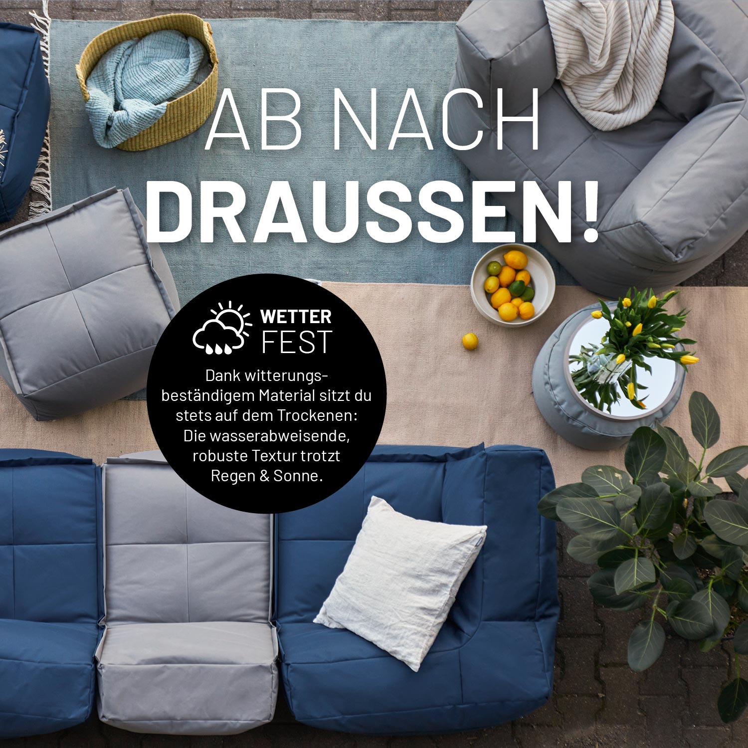 Sitzsack-Sofa Sessel (400 L) - Modulares System - indoor & outdoor - Grau