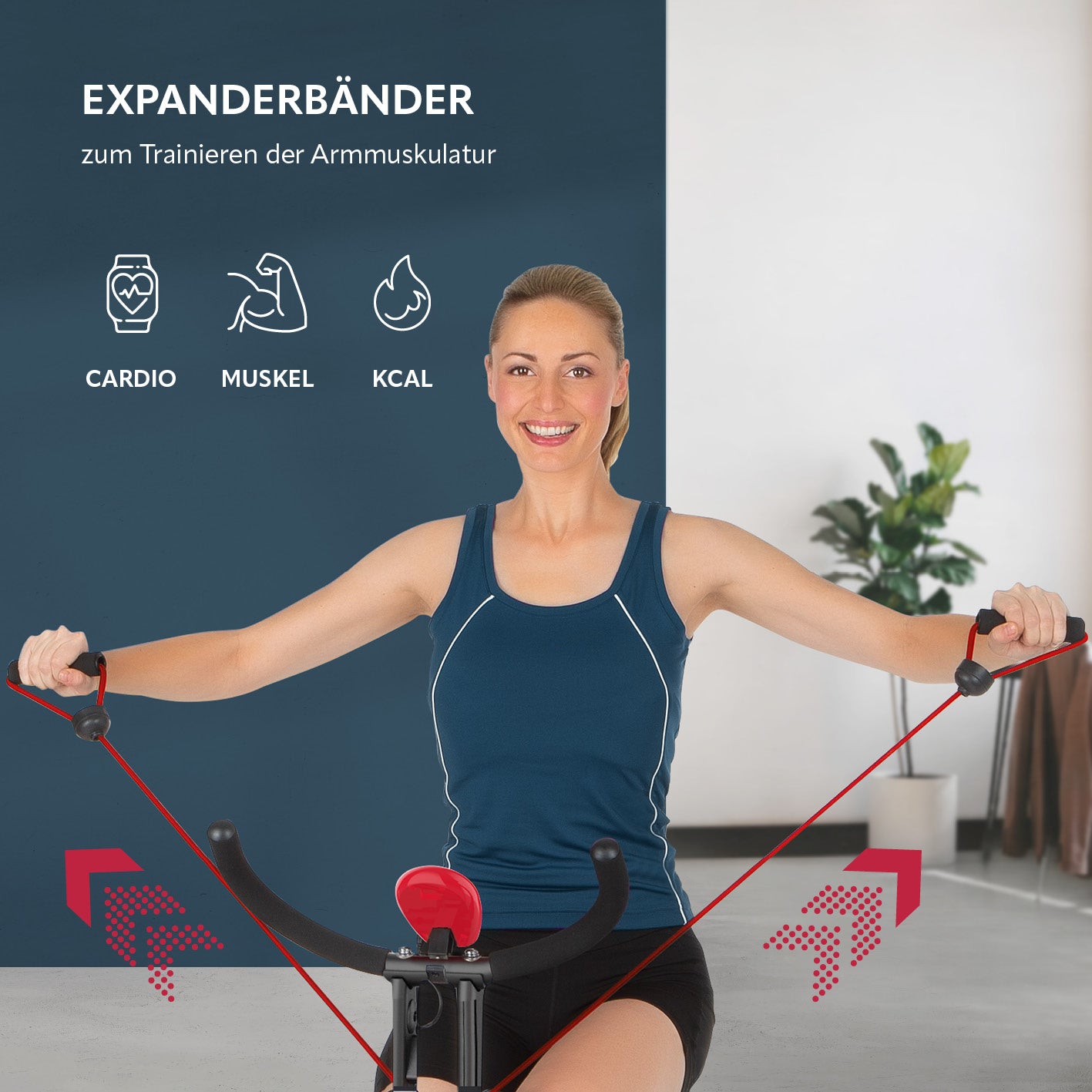 Heimtrainer Fitness Bike mit Expanderbänder