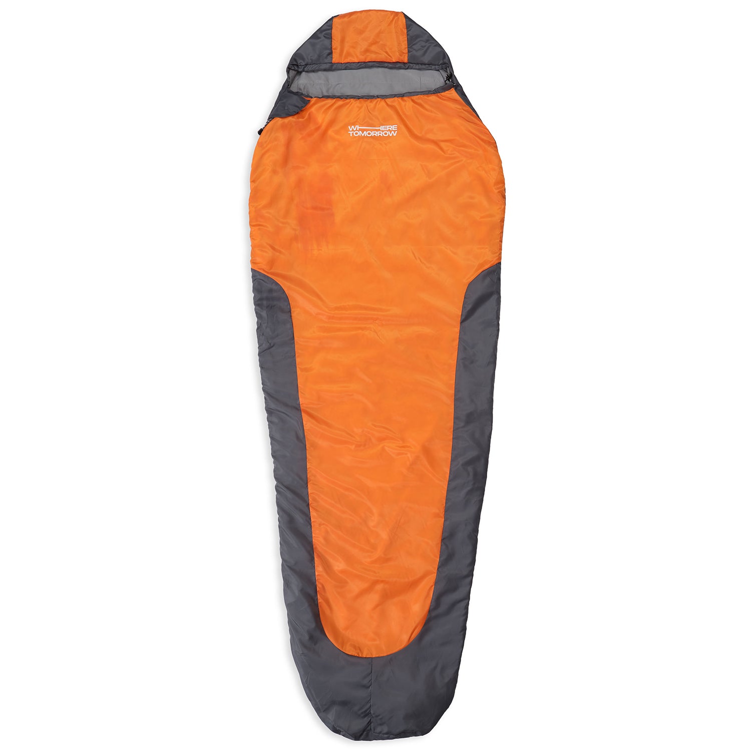 Camping Schlafsack Small & Light - Mumienschlafsack mit Tasche - 220 x 80 x 50 cm - Orange-Grau