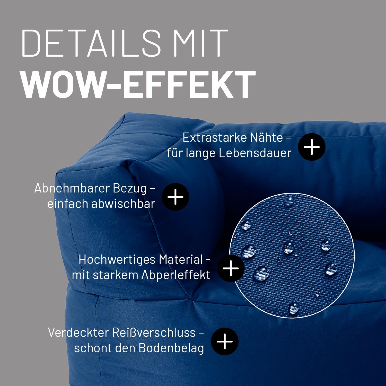Sitzsack-Sofa Sessel (400 L) - Modulares System - indoor & outdoor - Navyblau
