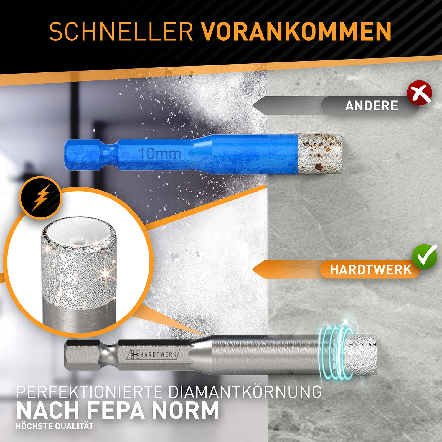 Fliesenbohrer Set 6-tlg. - inkl. Reinigungspin