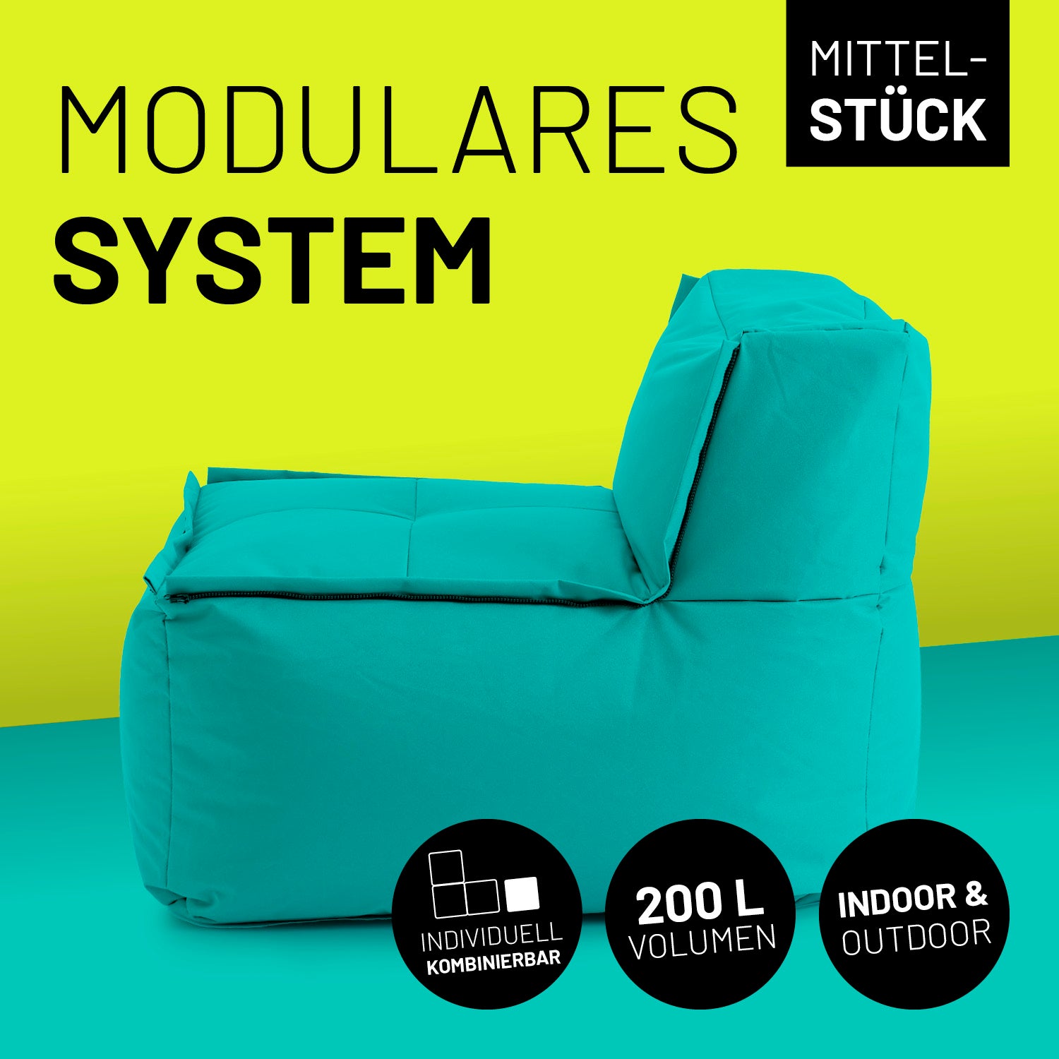 Sitzsack-Sofa Mittelstück (200 L) - Modulares System - indoor & outdoor - Türkis