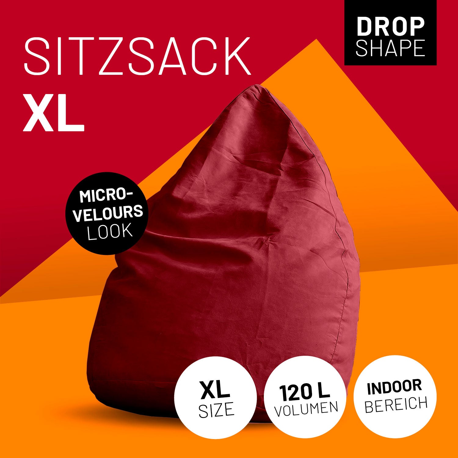 Luxury XL Sitzsack (120 L) - indoor - Rot