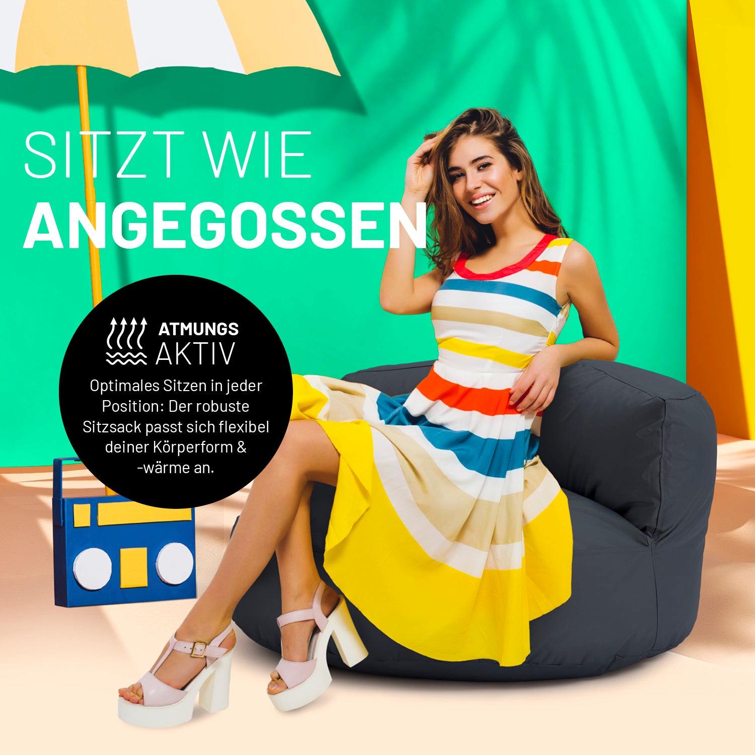 Sitzsack Lounge (320 L) - indoor & outdoor - Stahlgrau