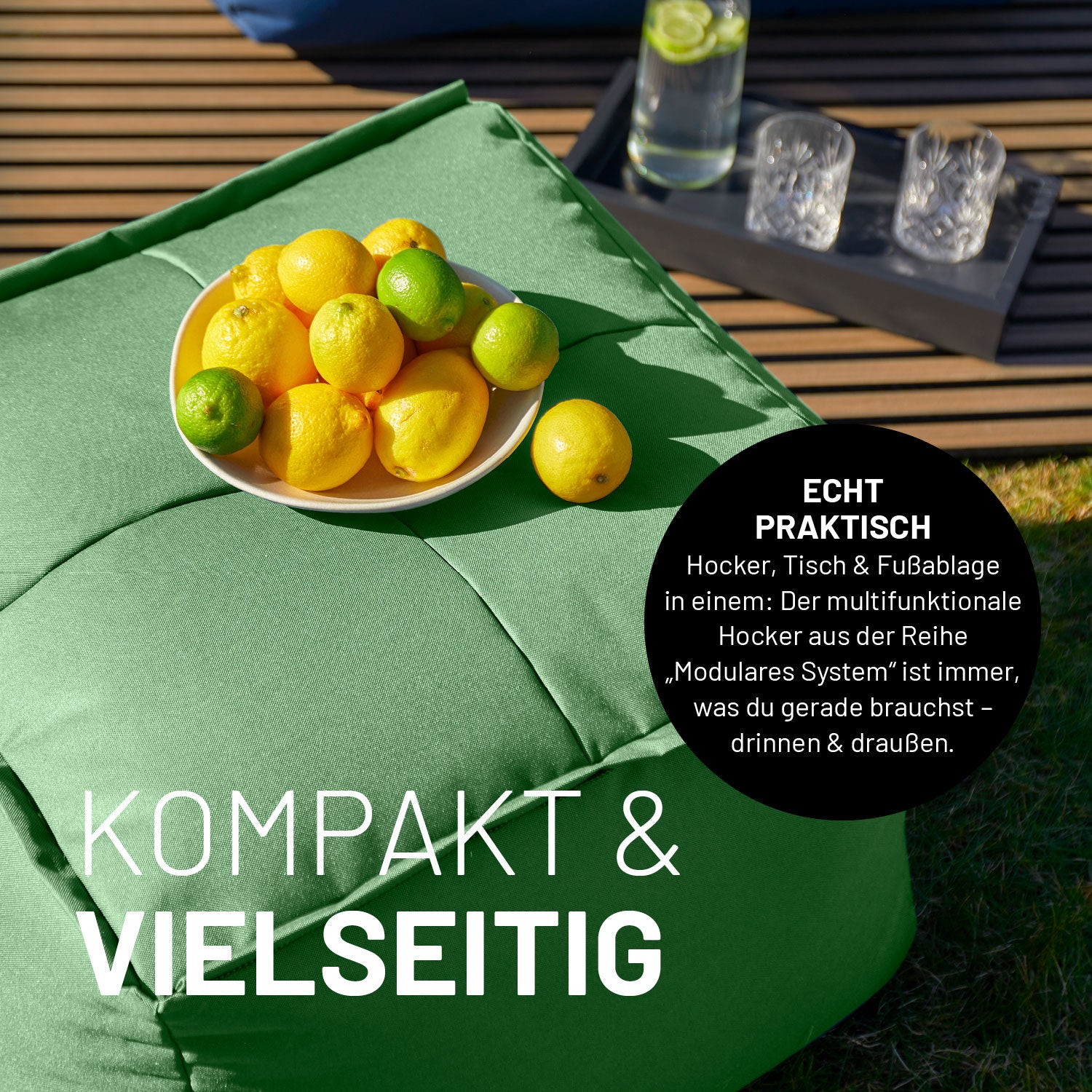 Sitzsack-Hocker (200 L) - Modulares System -  indoor & outdoor - Pastell Grün