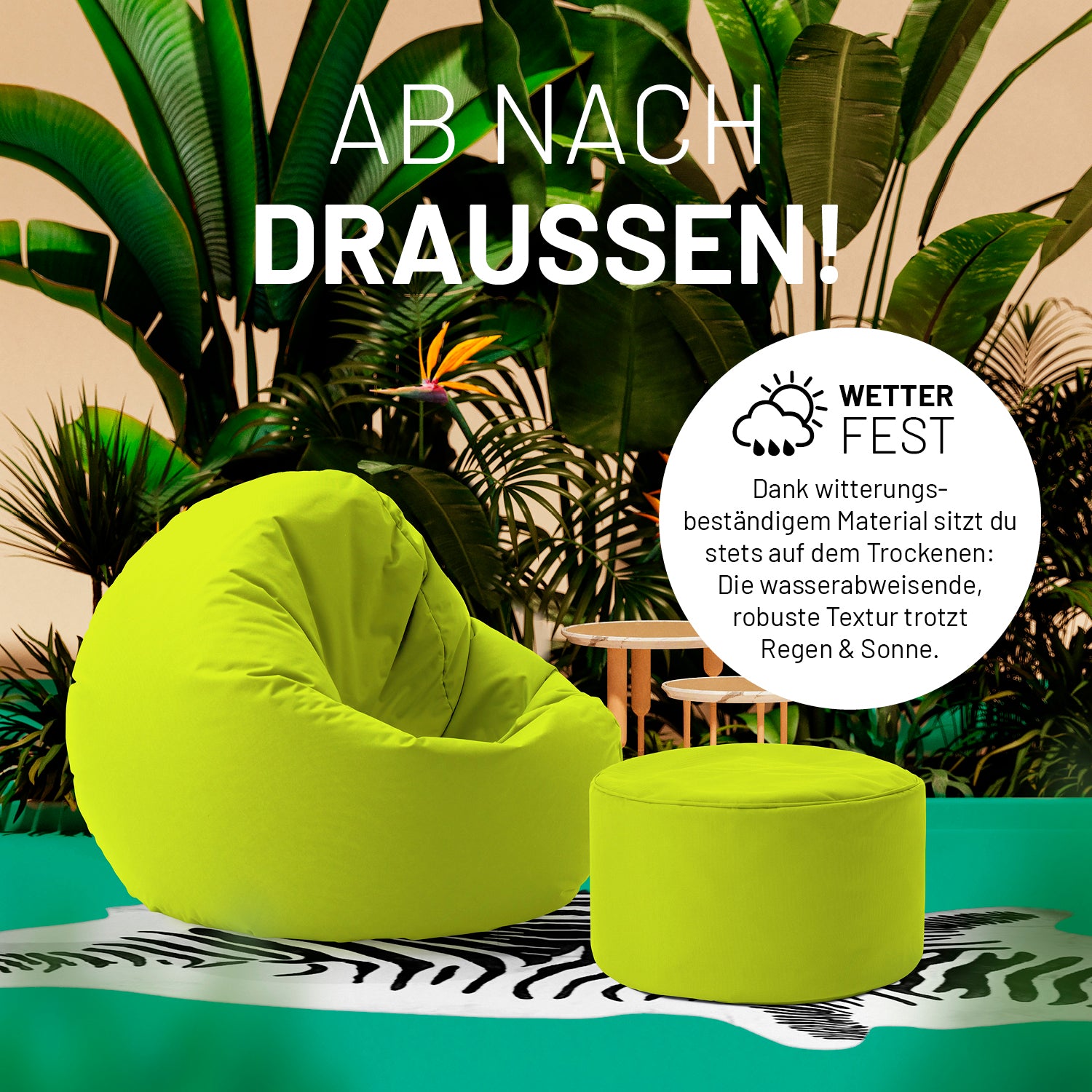 Sitzsack-Hocker/Pouf (50 L) - indoor & outdoor - Apfelgrün