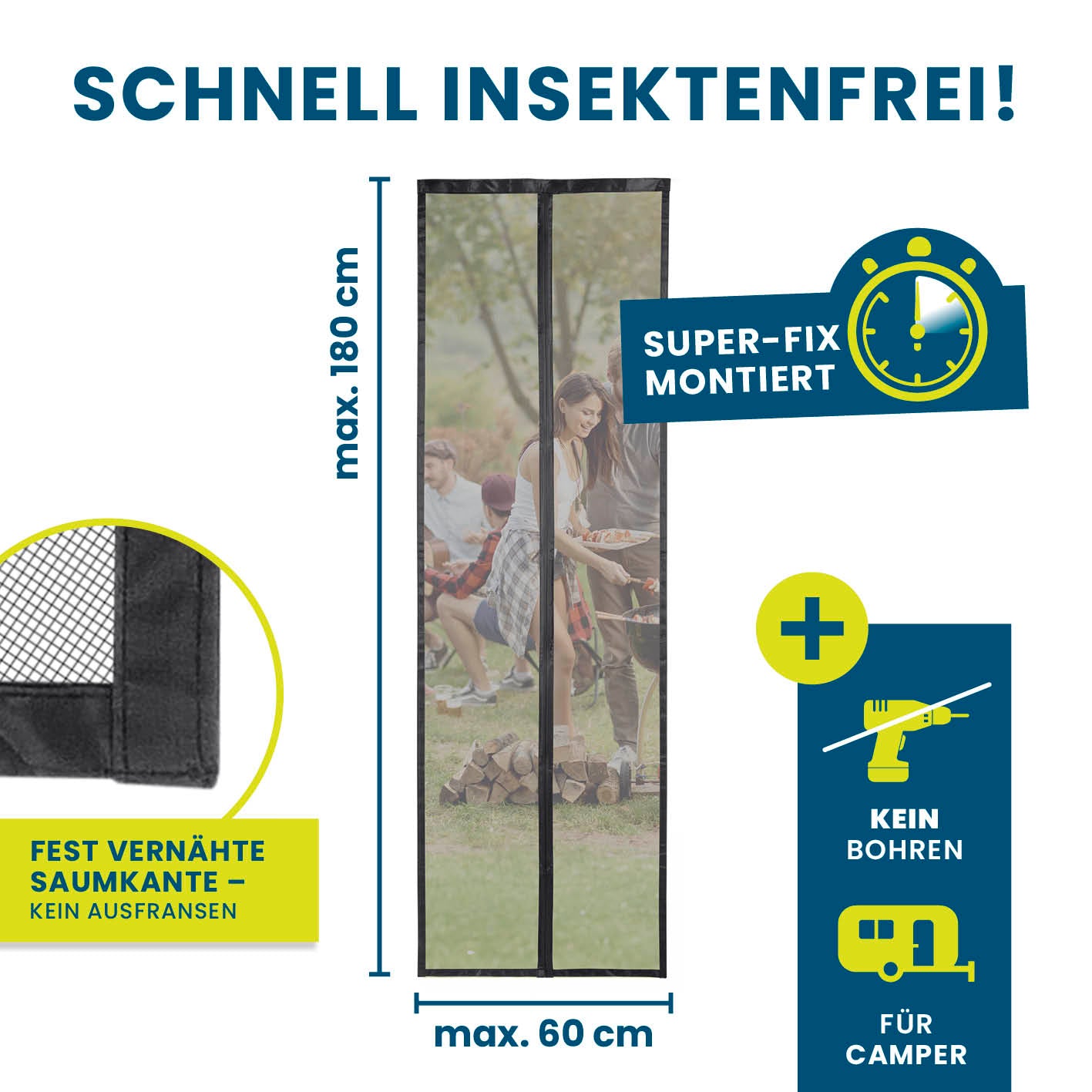 Insektenschutzvorhang für Wohnwagen - 60 x 180 cm