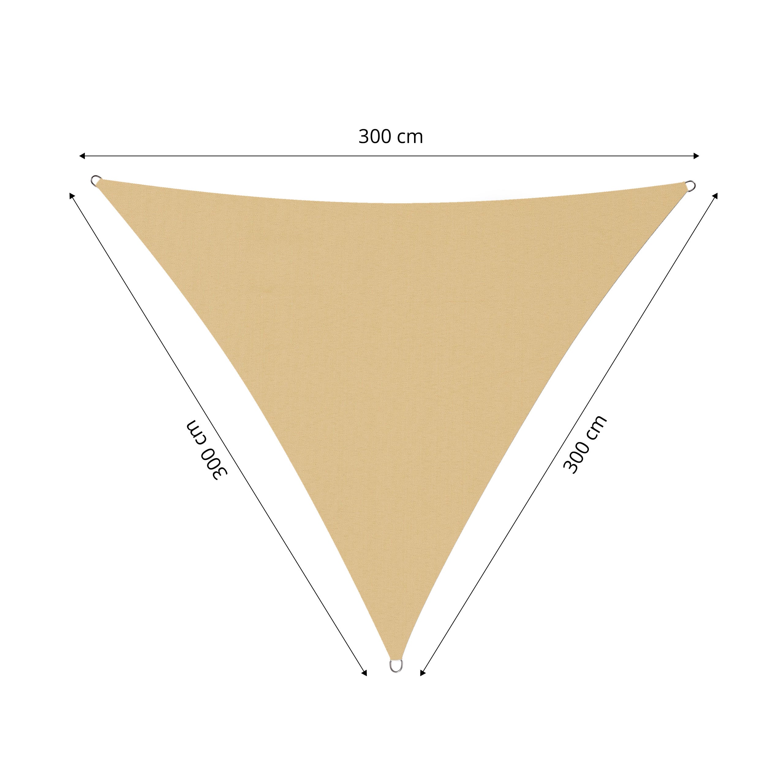 Sonnensegel Polyester - Dreieck 3 x 3 x 3 Meter - Sand