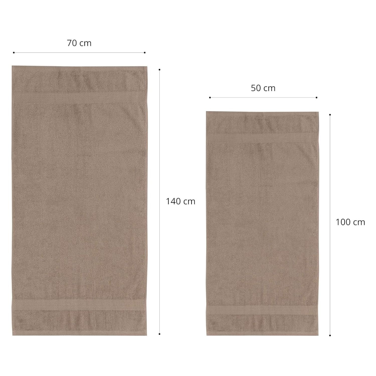 Premium Handtuch-Set - 4 Handtücher (50 x 100 cm) + 2 Badetücher (70 x 140 cm) - Taupe