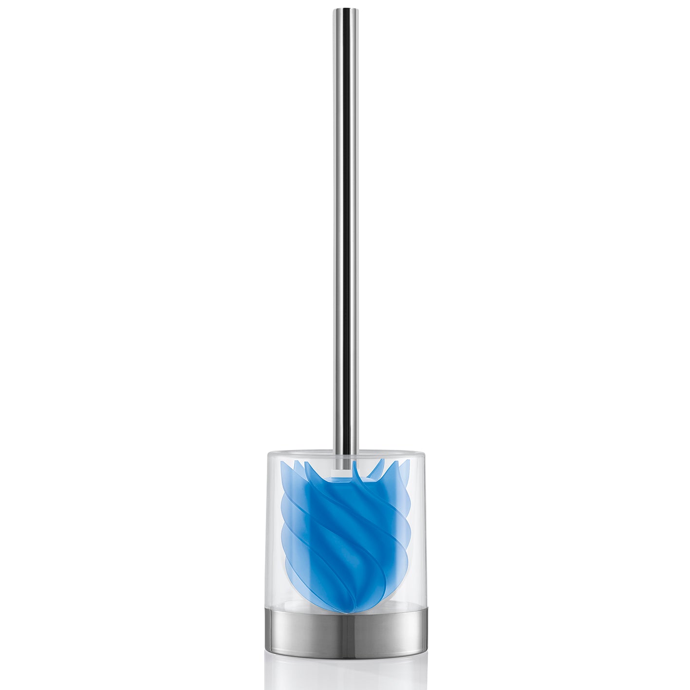 WC-Bürste Silikonkopf Edelstahl/blau mit Ständer (Bürstenhalter) transparent/Edelstahl - 2er-Set