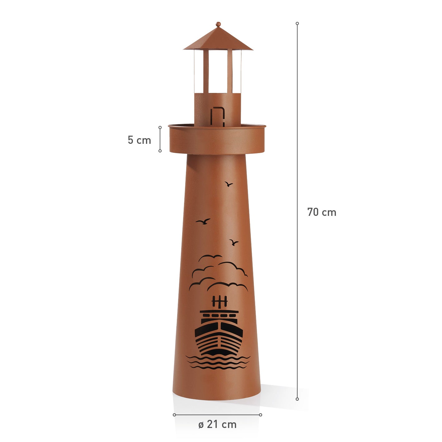 LED-Dekosäule Leuchtturm - 70 cm - braun
