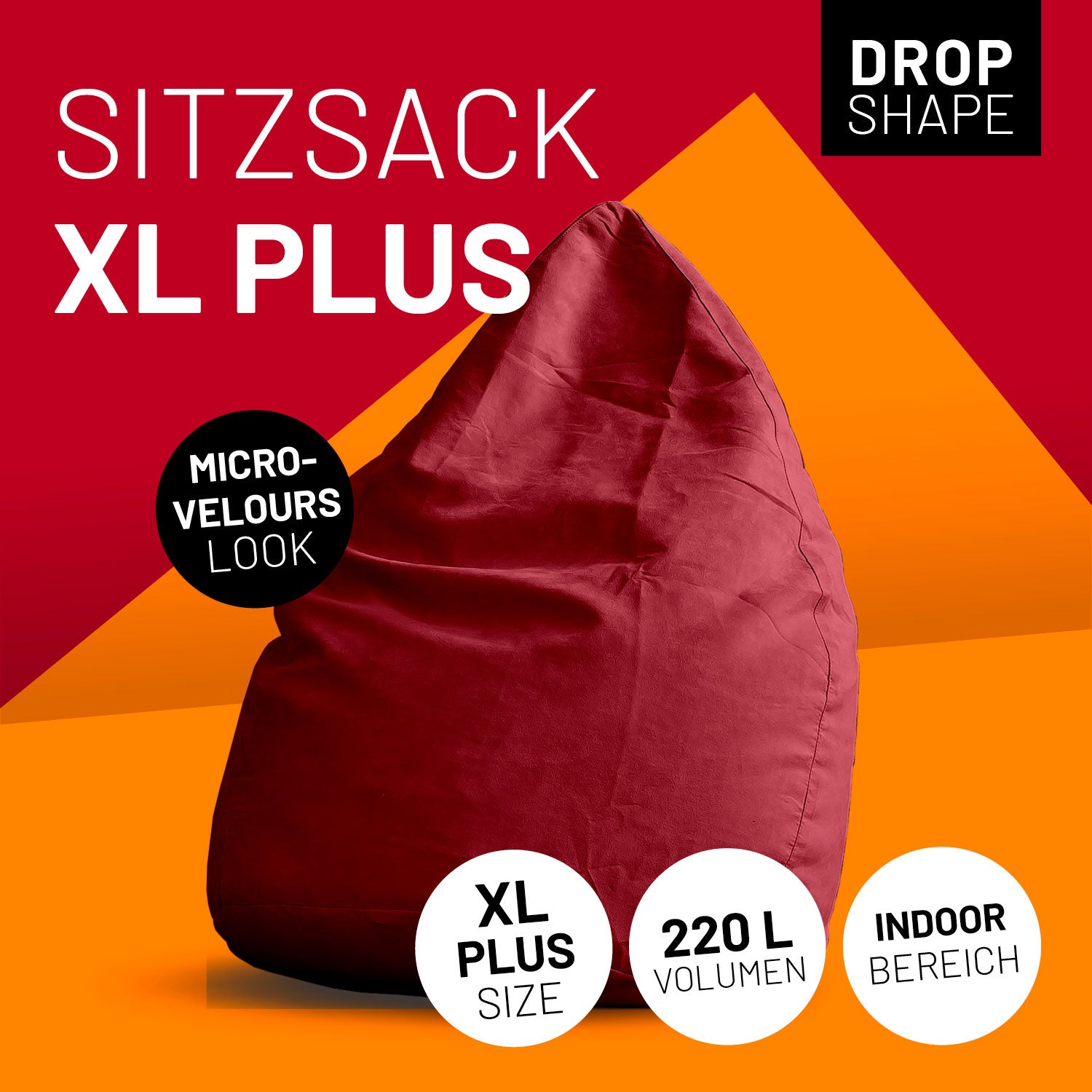 Luxury XL PLUS Sitzsack (220 L) - indoor - Rot