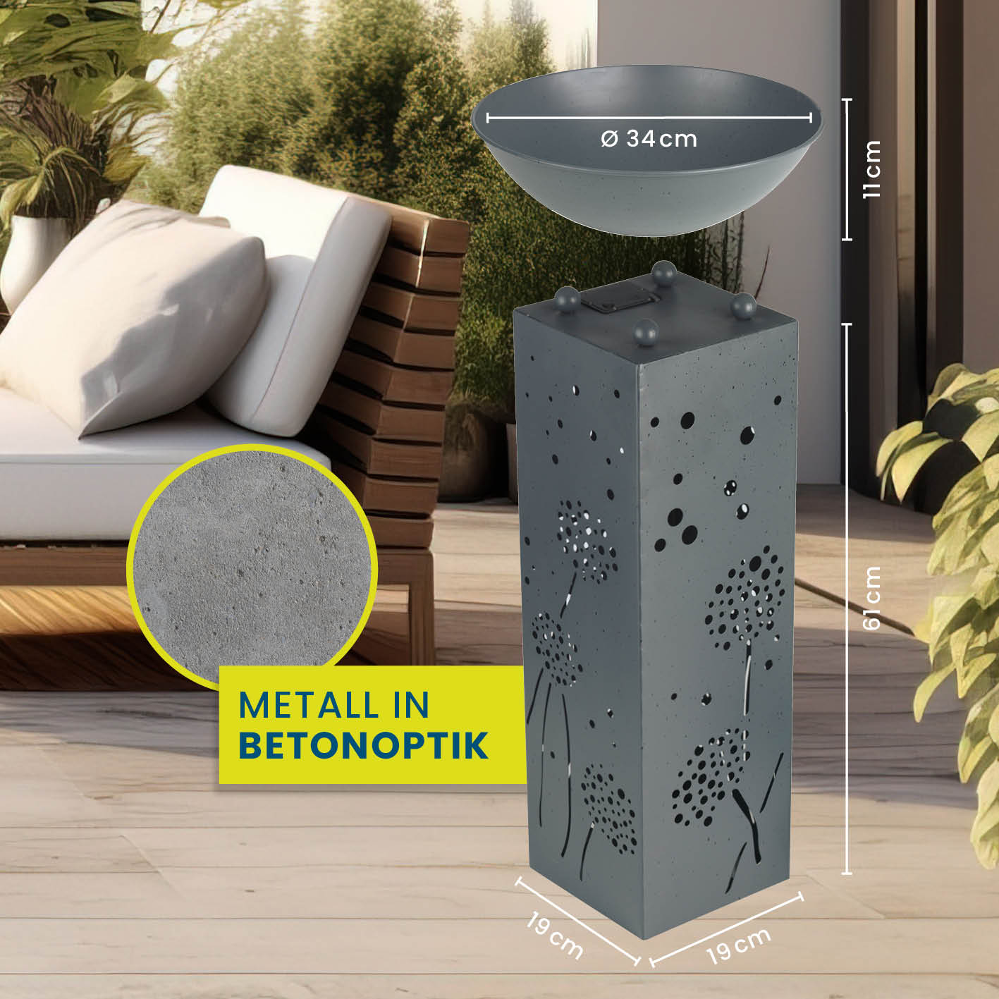 LED Pflanzsäule in Beton-Optik