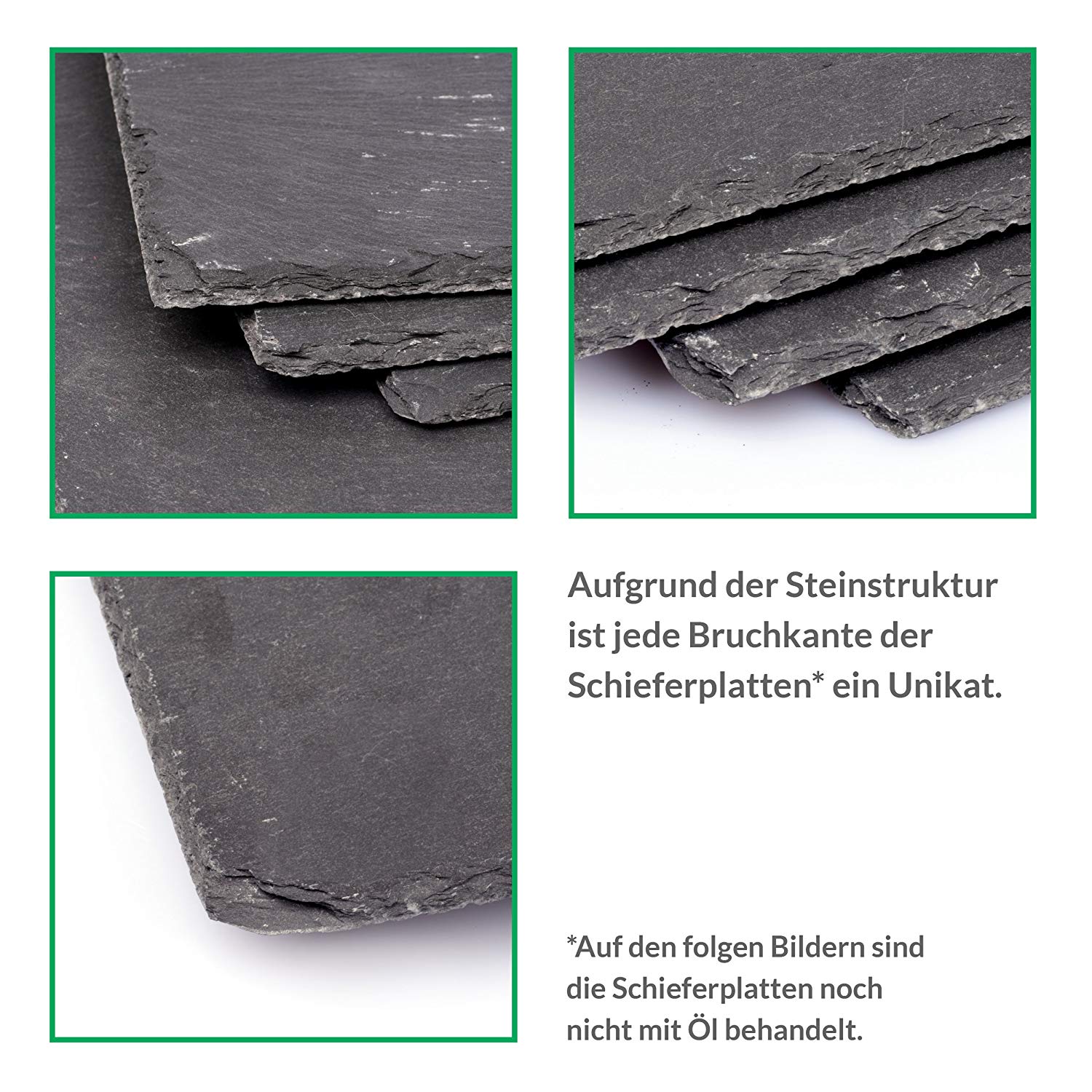 Schieferplatten 30x20 cm aus Naturgestein - 6er-Set - Schwarz