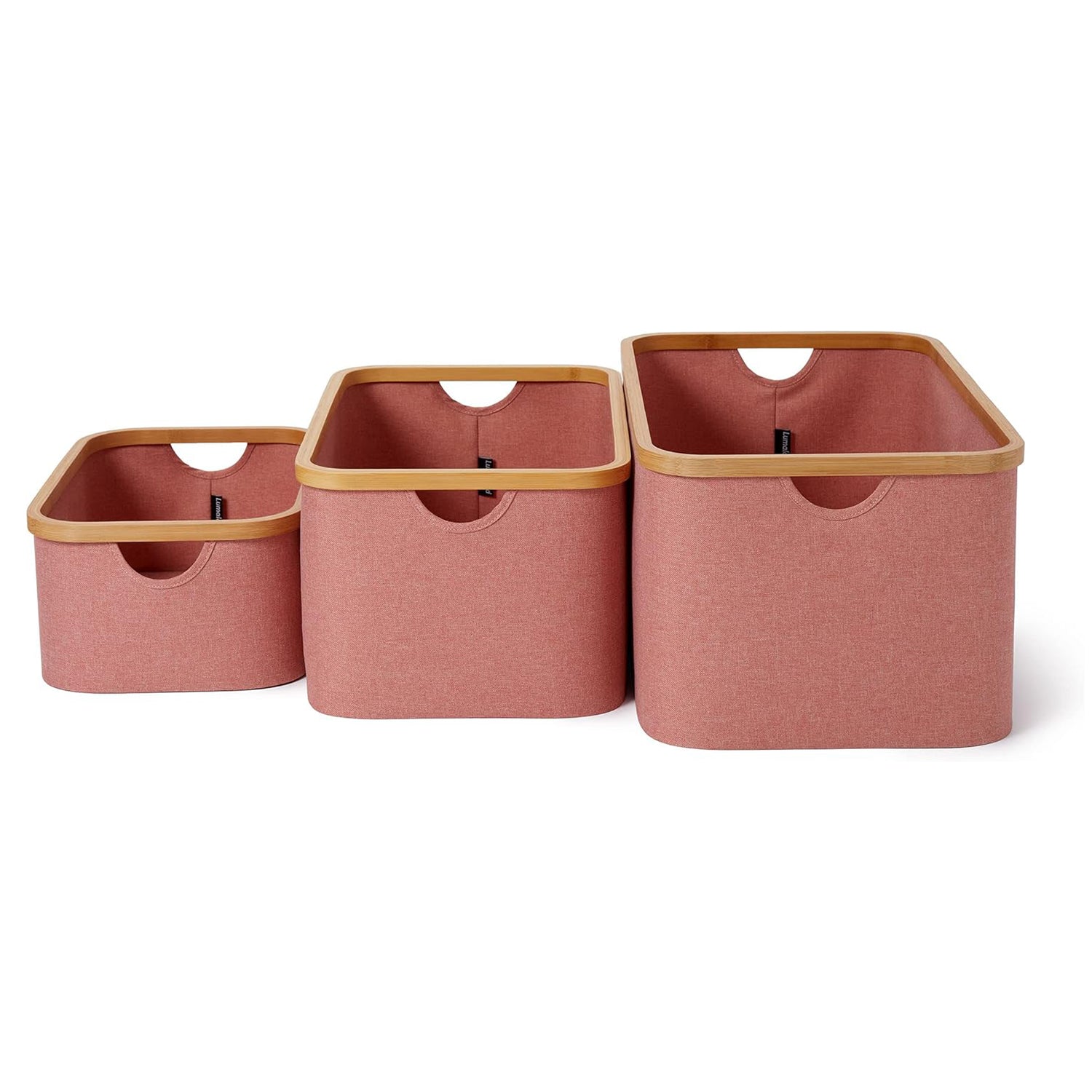 Aufbewahrungsboxen mit Bambus-Rahmen - 3er-Set - Rosa