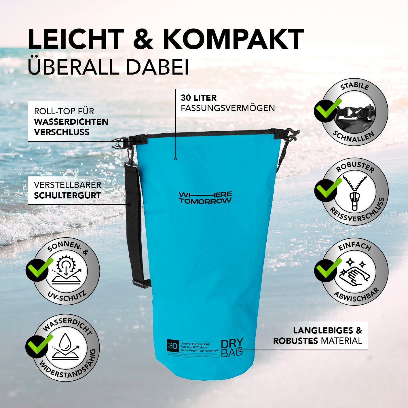Dry Bag 30L - Style 01 - Himmelblau