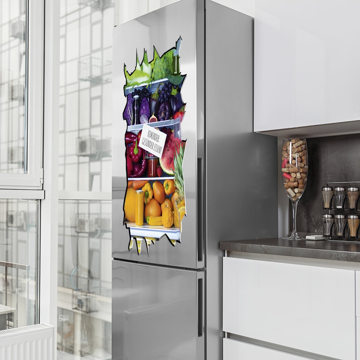 Kühlschranksticker 3D Gesünder Essen 100x50cm