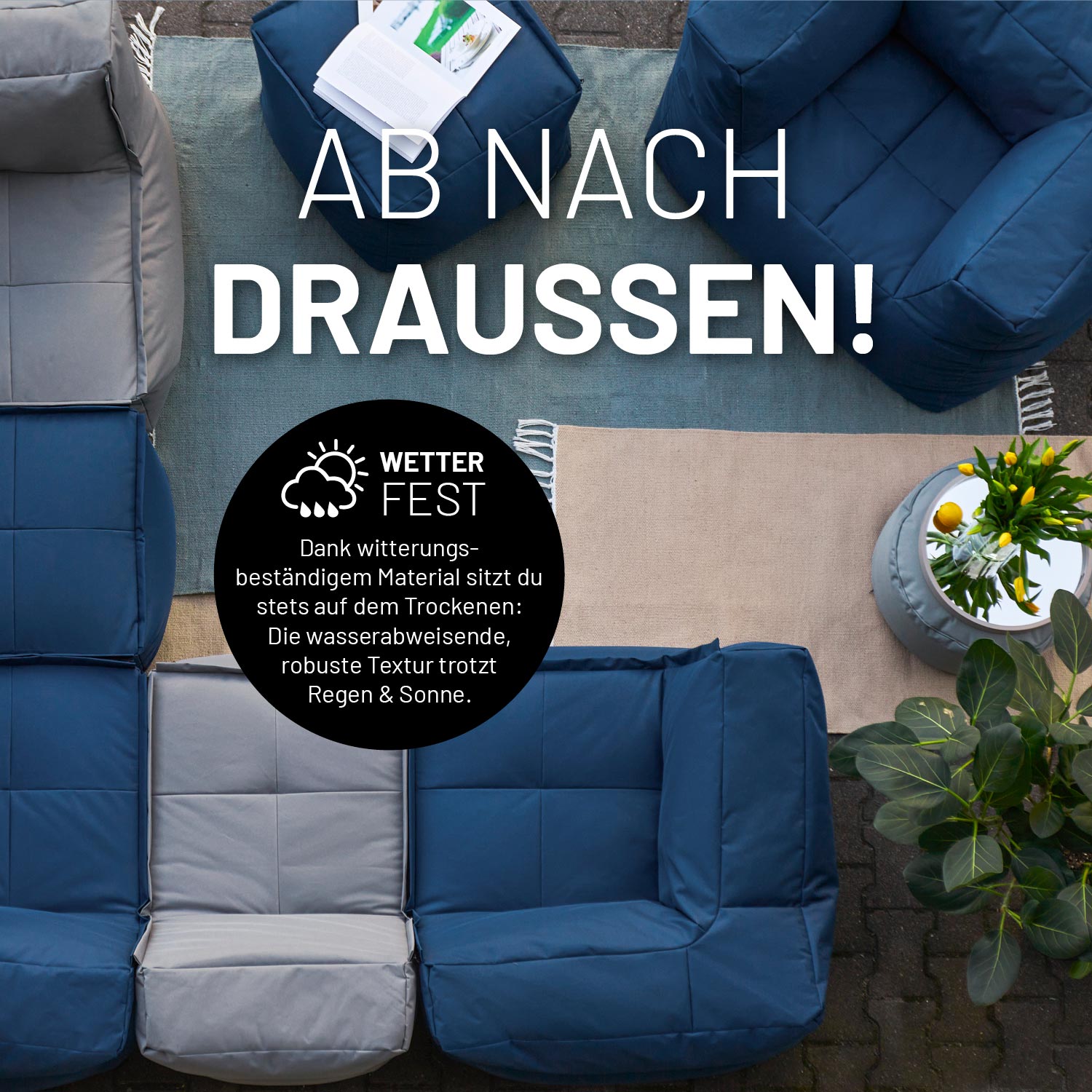 Sitzsack-Sofa Sessel (400 L) - Modulares System - indoor & outdoor - Navyblau