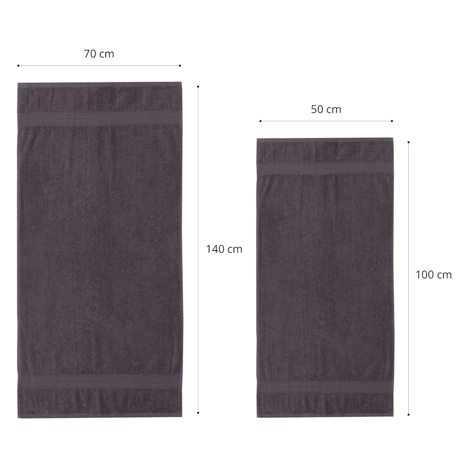 Premium Handtuch-Set - 2 Handtücher (50 x 100 cm) + 2 Badetücher (70 x 140 cm) - Anthrazit