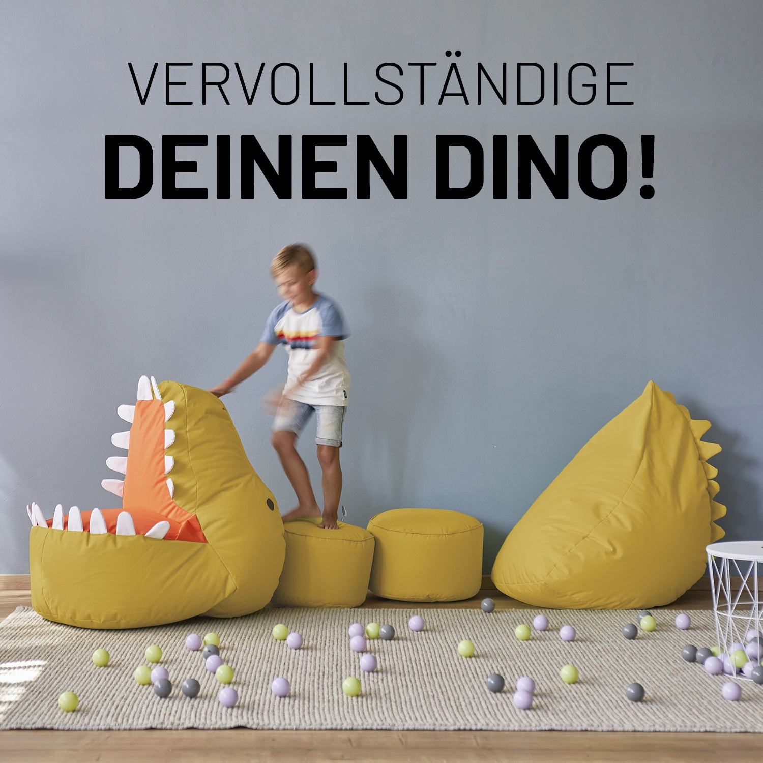 Kindersitzsack-Set "Dino" (2-tlg.) - indoor & outdoor - Senfgelb